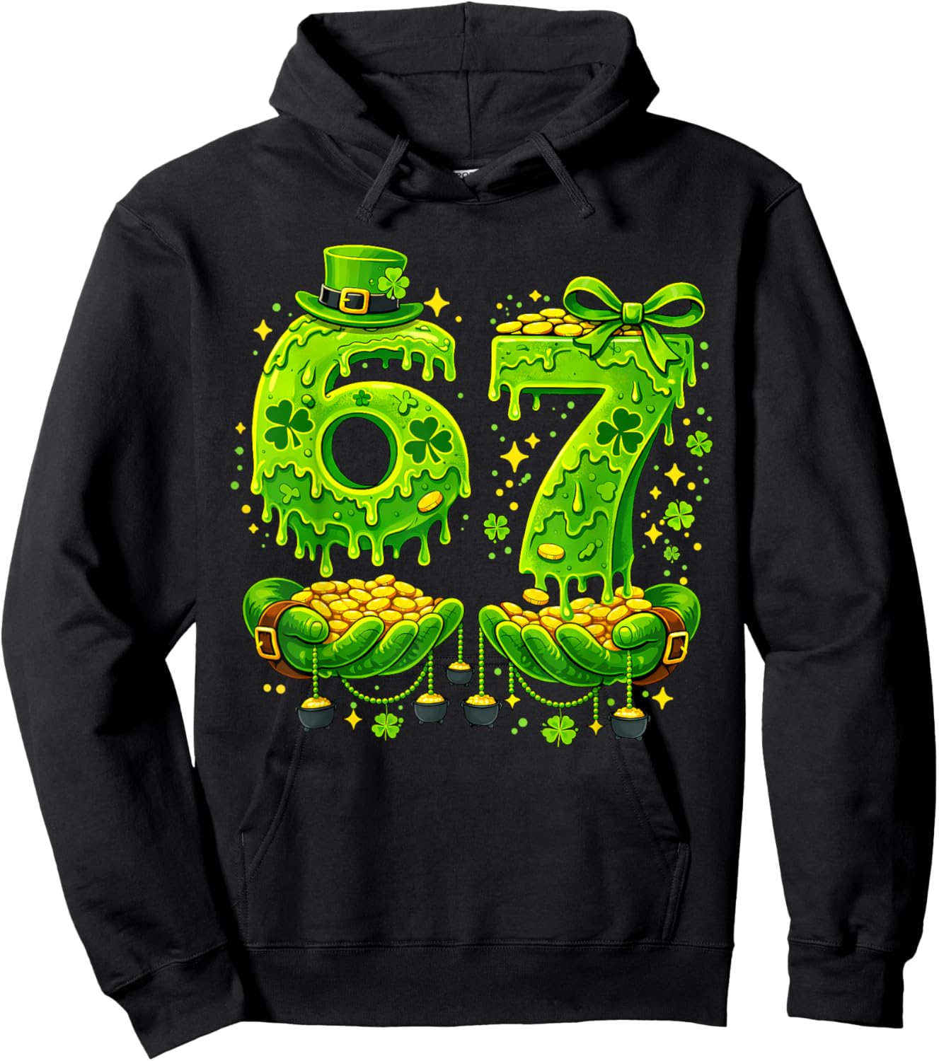 67 Six Seven St Patricks Day 6 7 Meme Boys Girls Teens Kids Hoodie - Hoodie | Black