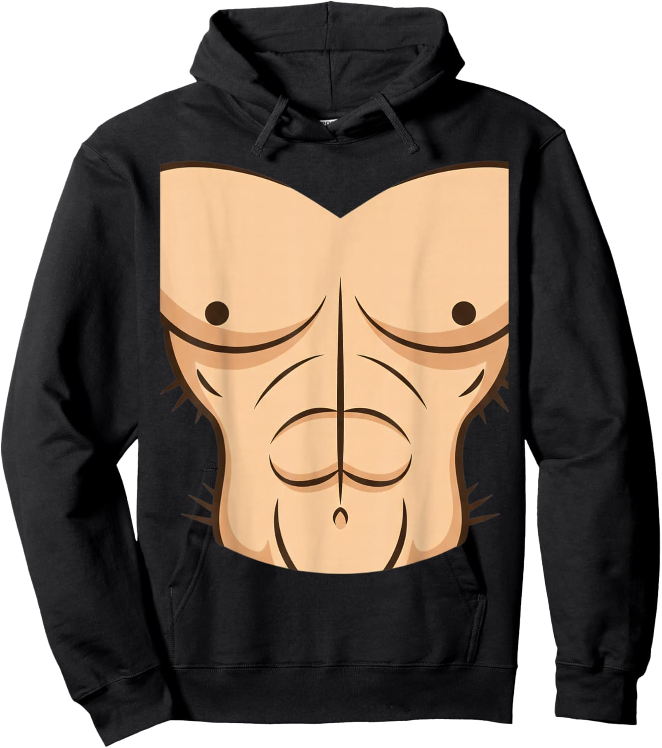 Halloween Muscle Torso Funny Bare Chest Design, Fake Abs Hoodie - Hoodie | Black