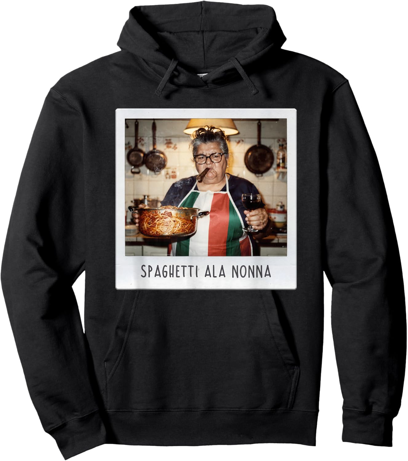 Spaghetti ala Nonna Funny Italian Pasta Granny Retro Vintage Hoodie - Hoodie | Black