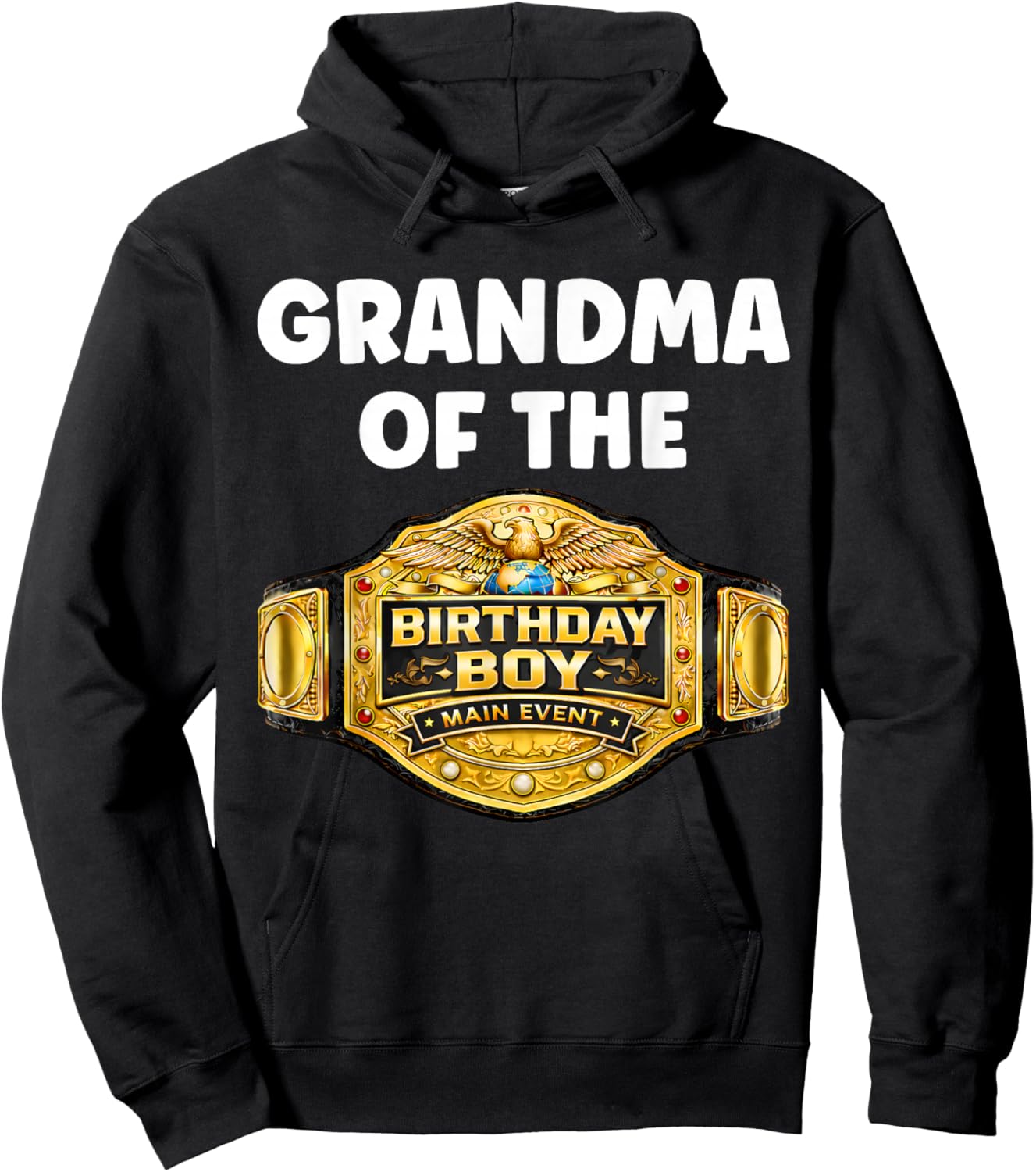 Grandma of The Birthday Boy Matching Wrestling Wrestler Hoodie - Hoodie | Black
