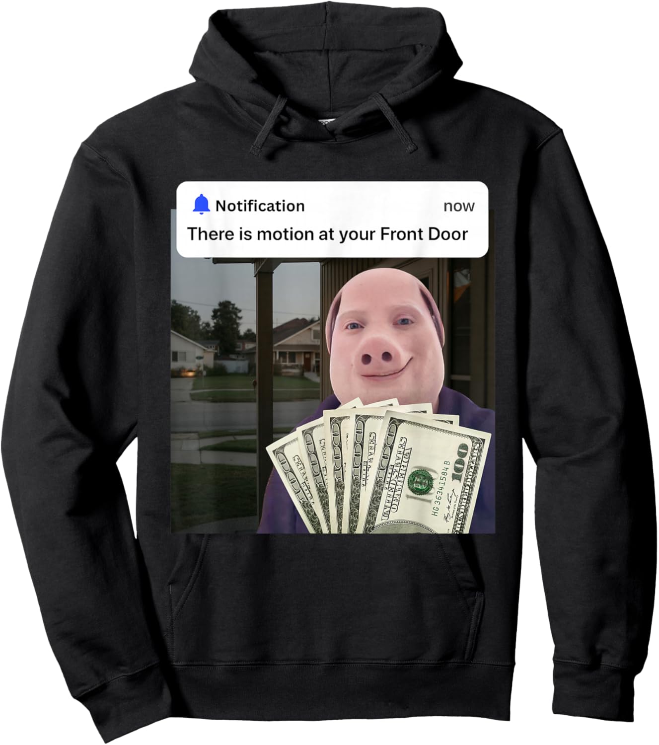 John Pork There is Motion at Your Front Door Brainrot Memes Hoodie - Hoodie | Black