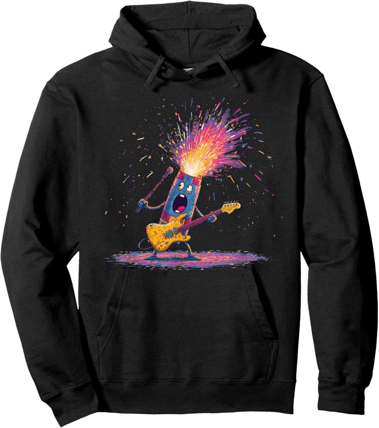 Rocket Flames with Guitar Costume for Boys and Girls Hoodie - Hoodie | Black