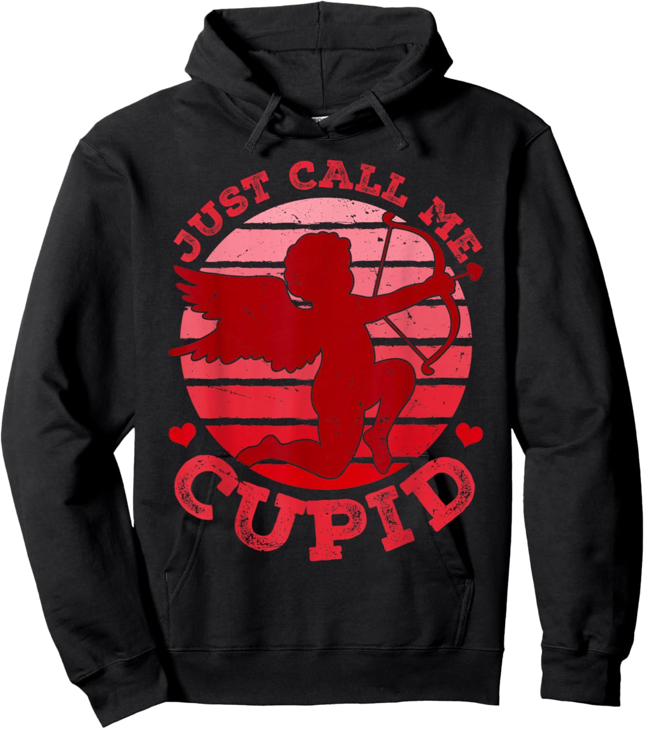 Retro Just Call Me Cupid Happy Valentines Boys Girls Hoodie - Hoodie | Black