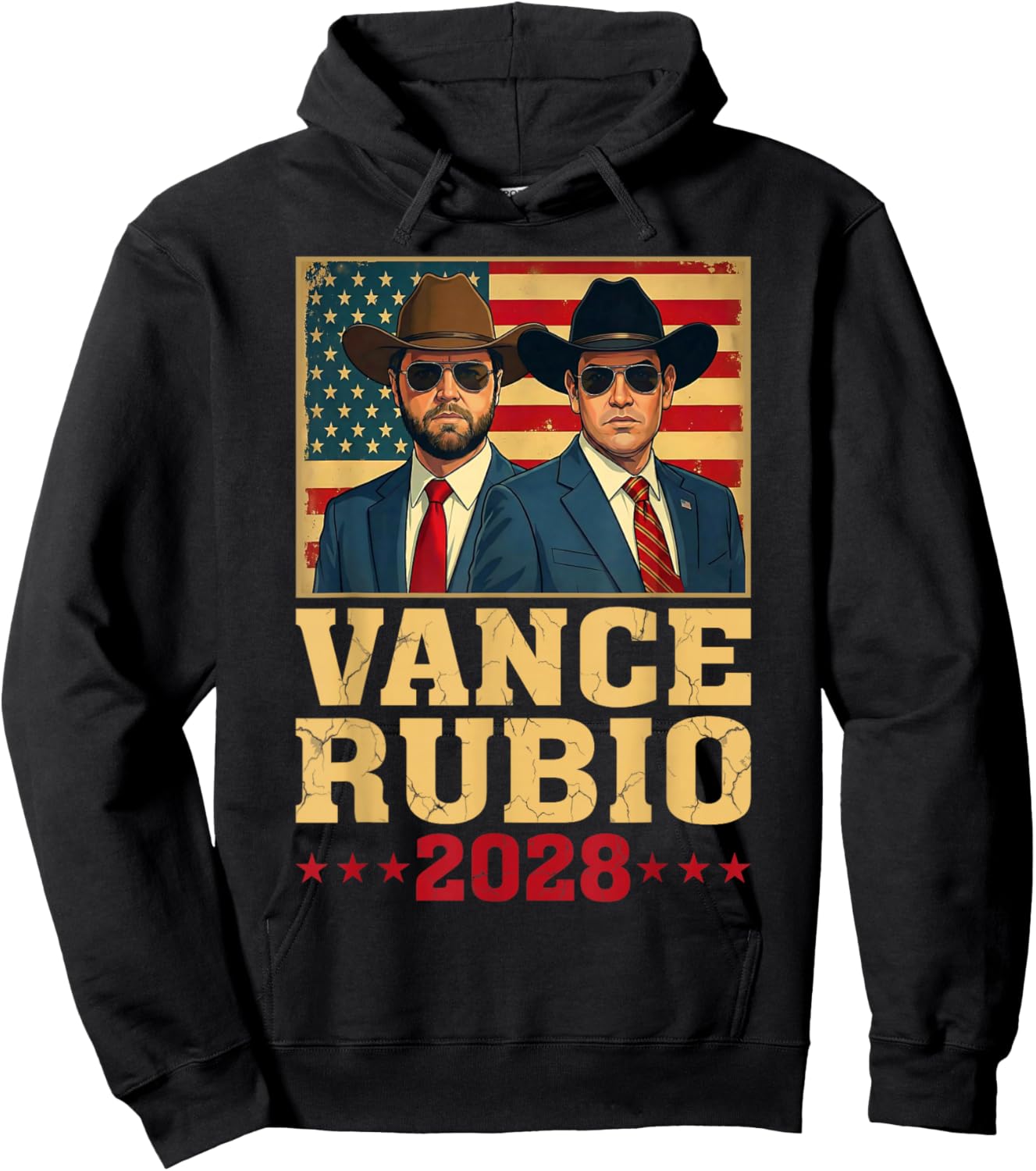 Vance Rubio 2028 President JD Vance Marco Rubio USA Flag Hoodie - Hoodie | Black