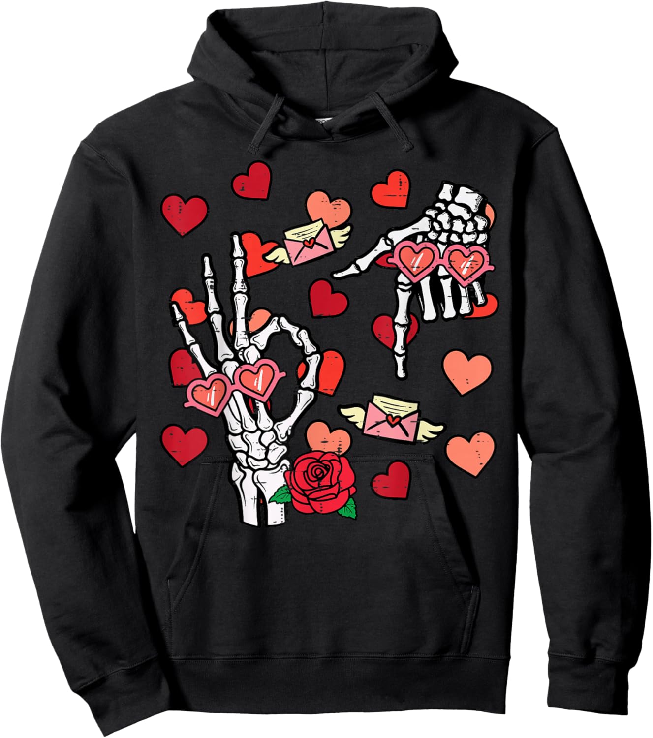 6 7 Valentines Day Skeleton 6 7 Valentine Kids Boys Youth Hoodie - Hoodie | Black