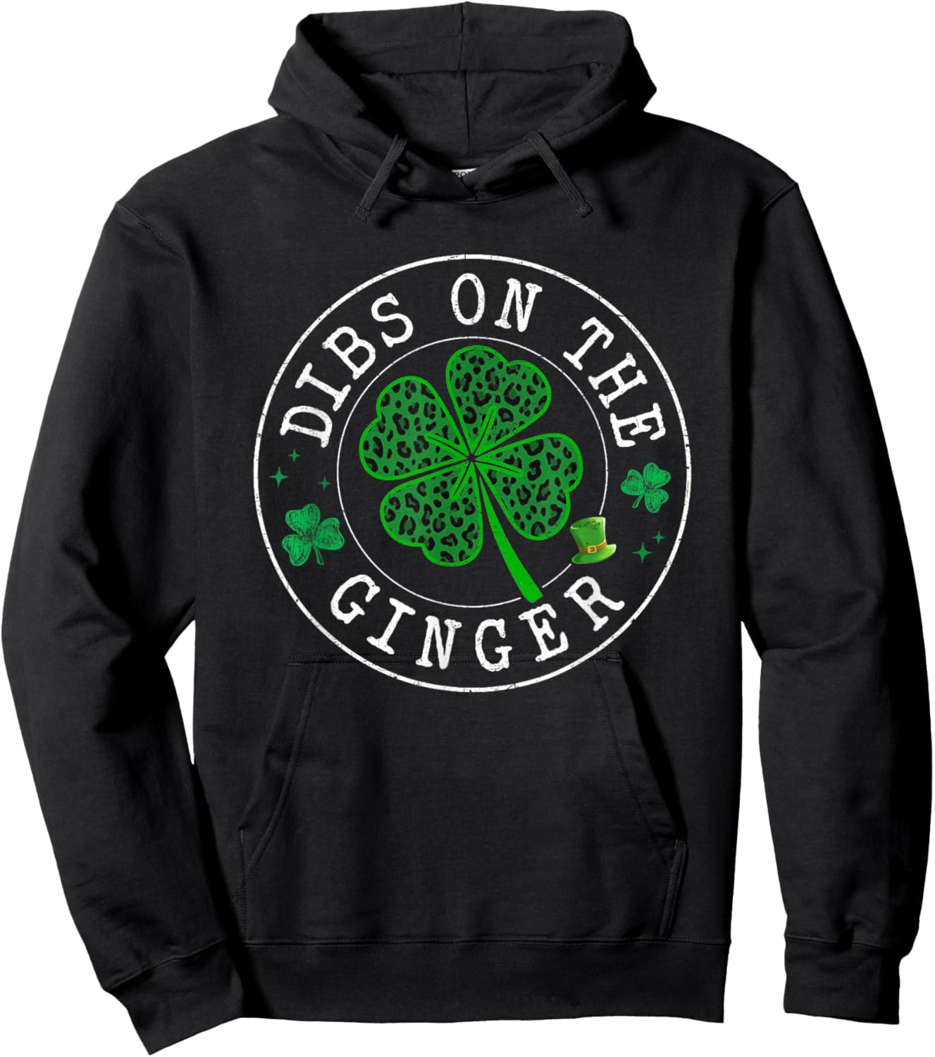 St Patrick Day Dibs On The Ginger Leopard Saint Pattys Girls Hoodie - Hoodie | Black