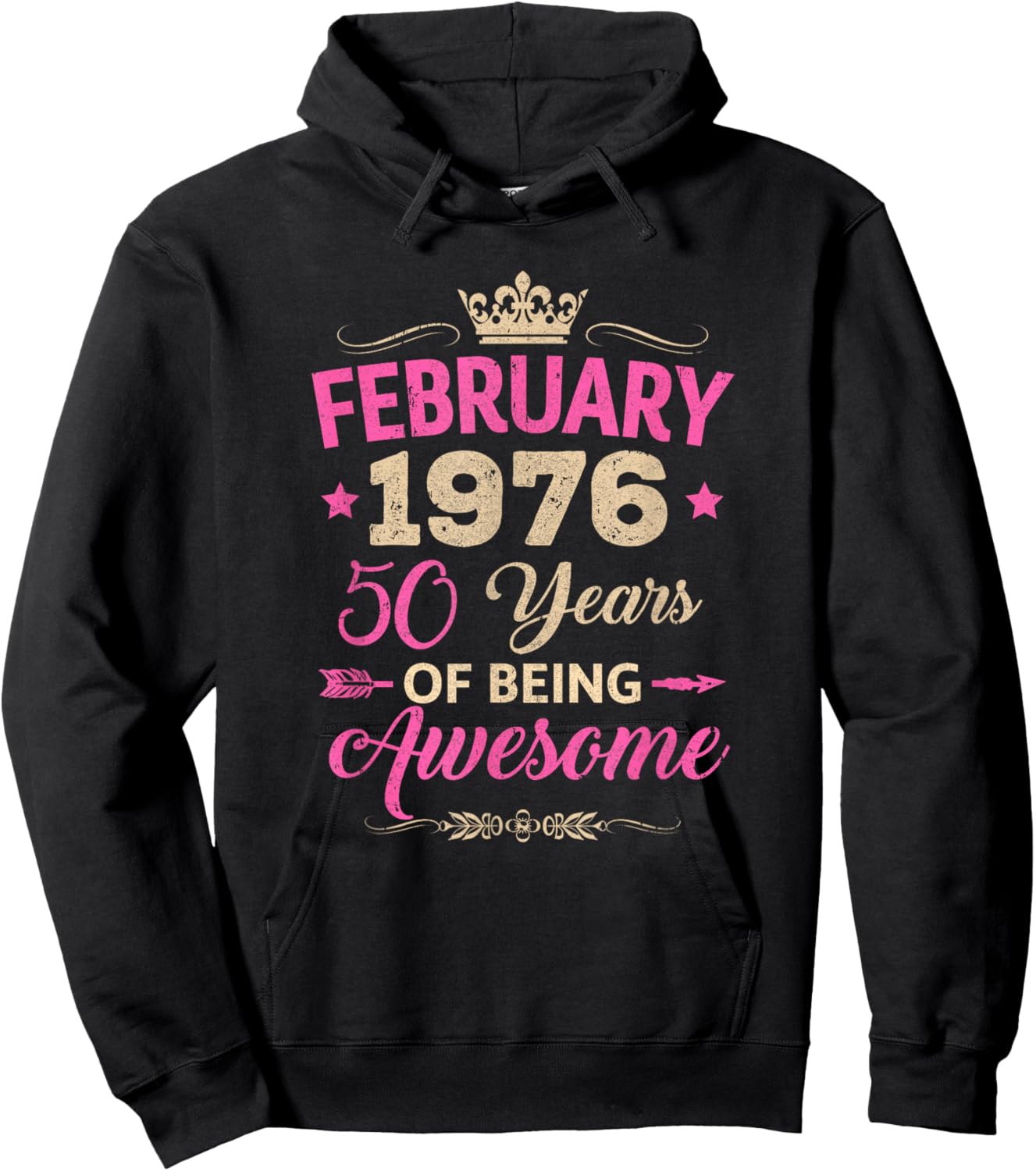 February 1976 50 Years of Being Awesome Retro 50Th Birthday Hoodie - Hoodie | Black