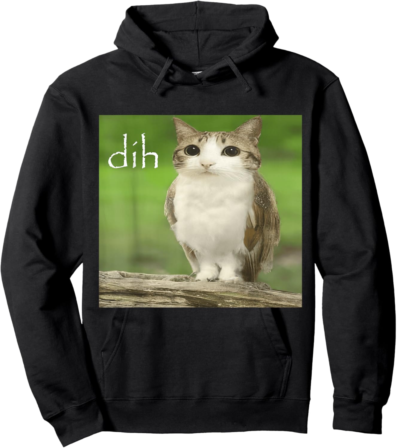 Funny Meowl Dih Meme Cursed Cat Owl Brainrot Internet Silly Hoodie - Hoodie | Black