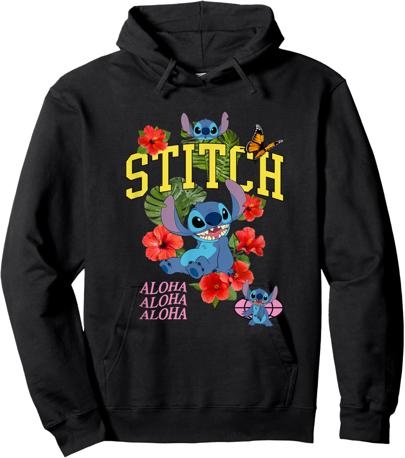 Disney Lilo and Stitch Tropical Flowers Aloha Hoodie - Hoodie | Black