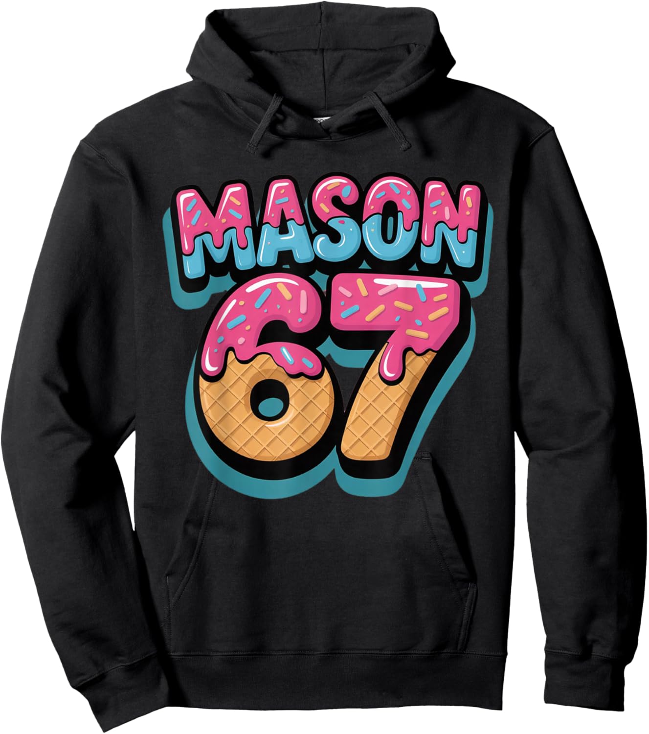 Six Seven Meme Mason 67 Ice Cream Drip Funny Hoodie - Hoodie | Black