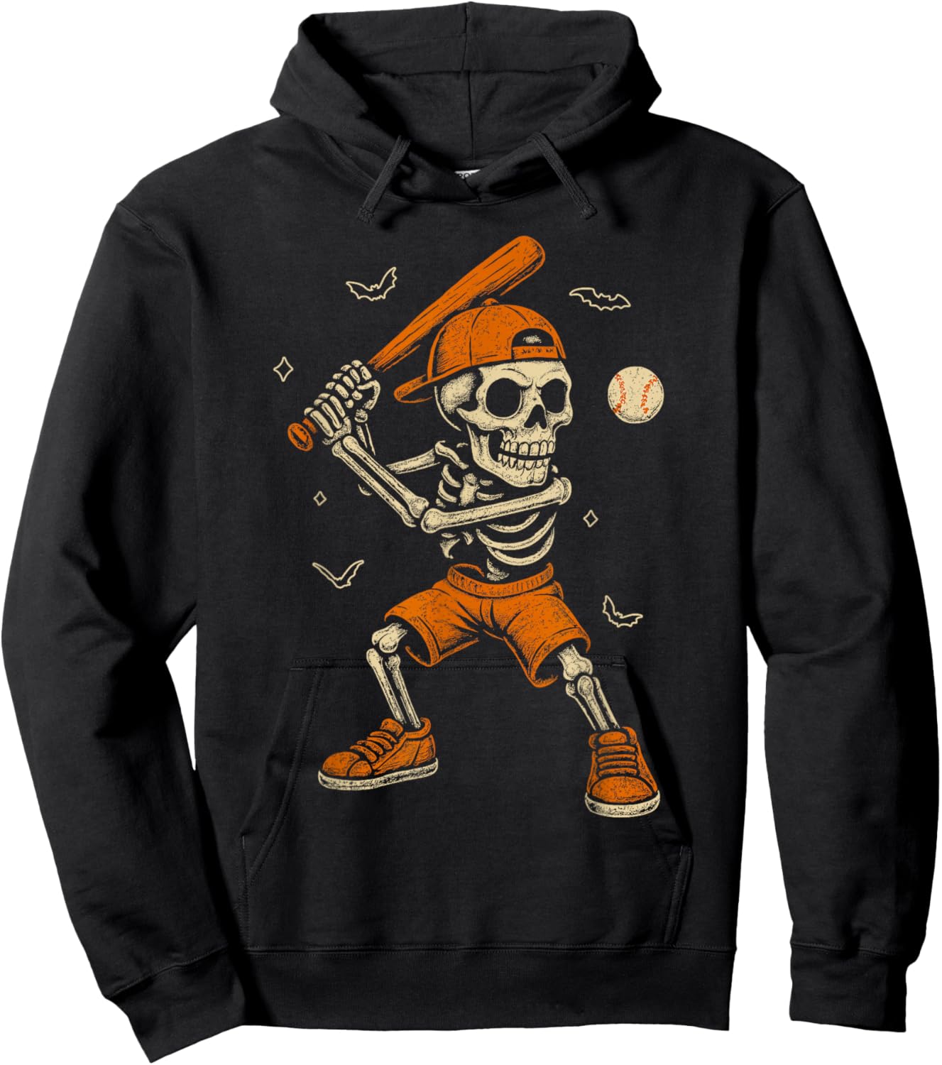 Skeleton Baseball Player Funny Costume Halloween Men Boys Hoodie - Hoodie | Black