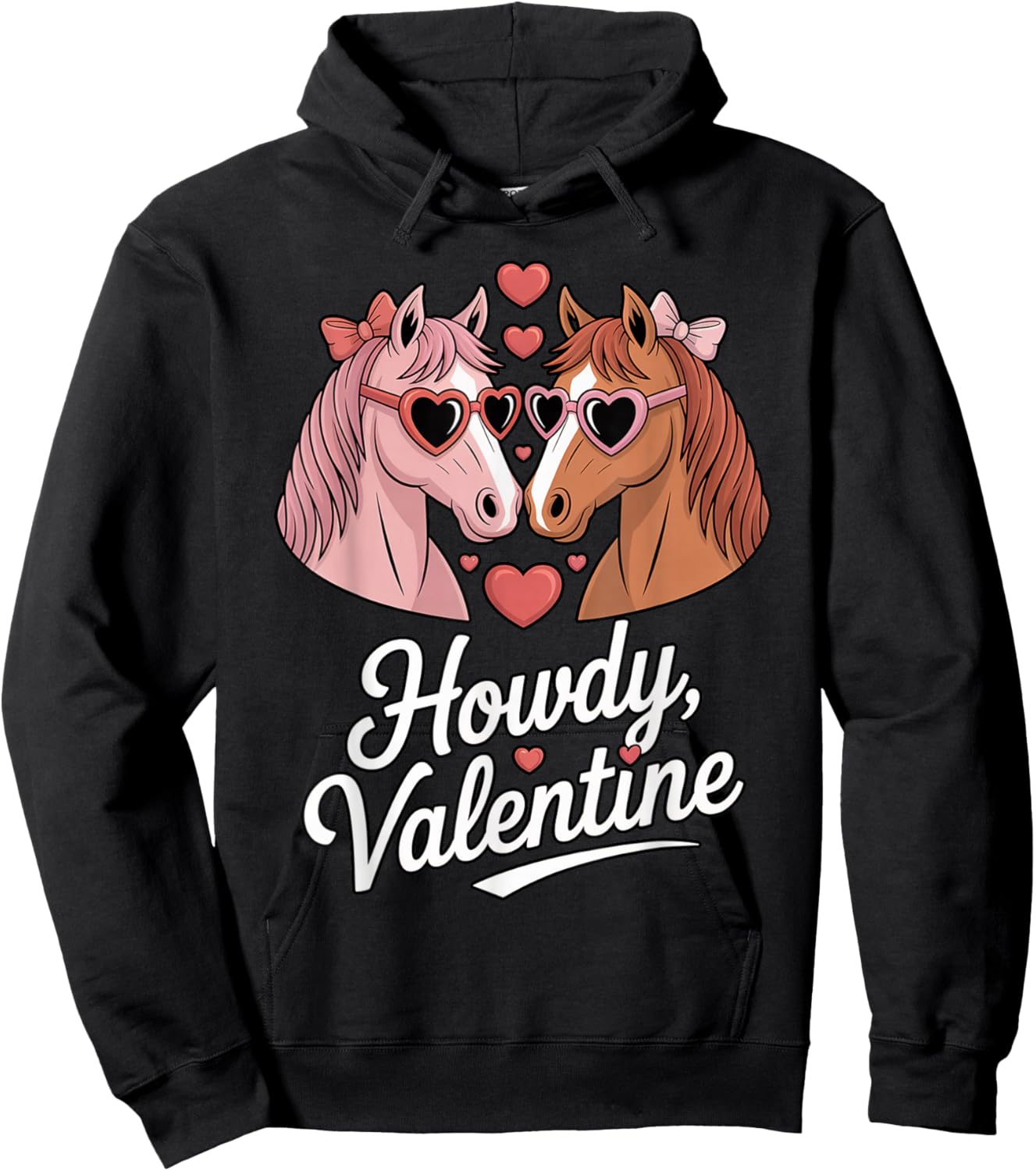 Howdy Valentine Cute Horses Valentines´s Day Hoodie - Hoodie | Black