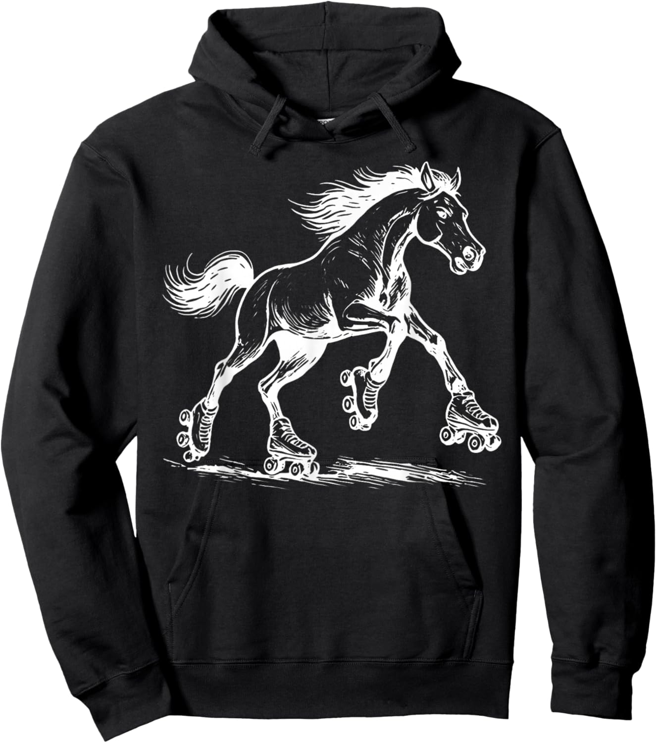 Vintage Horse Skating Roller Skates Funny Sport Lovers Hoodie - Hoodie | Black