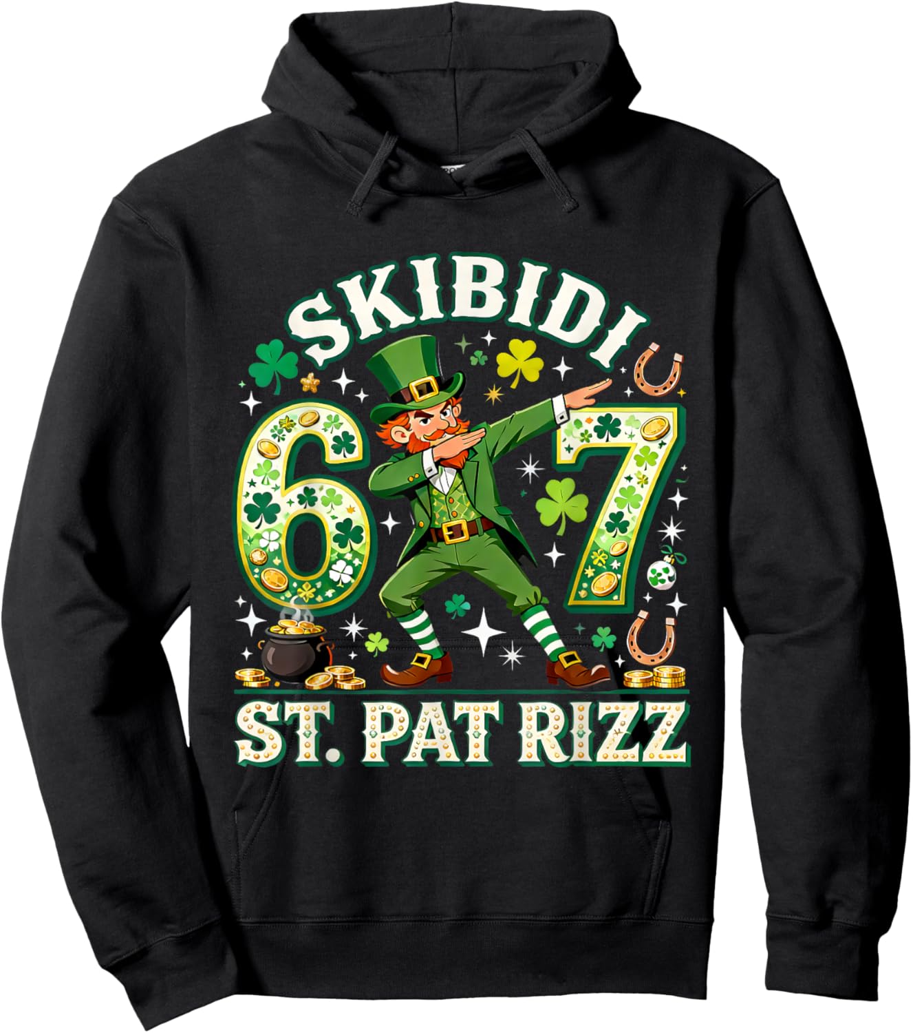 67 Funny St Patricks Day Six Seven Meme Hoodie - Hoodie | Black