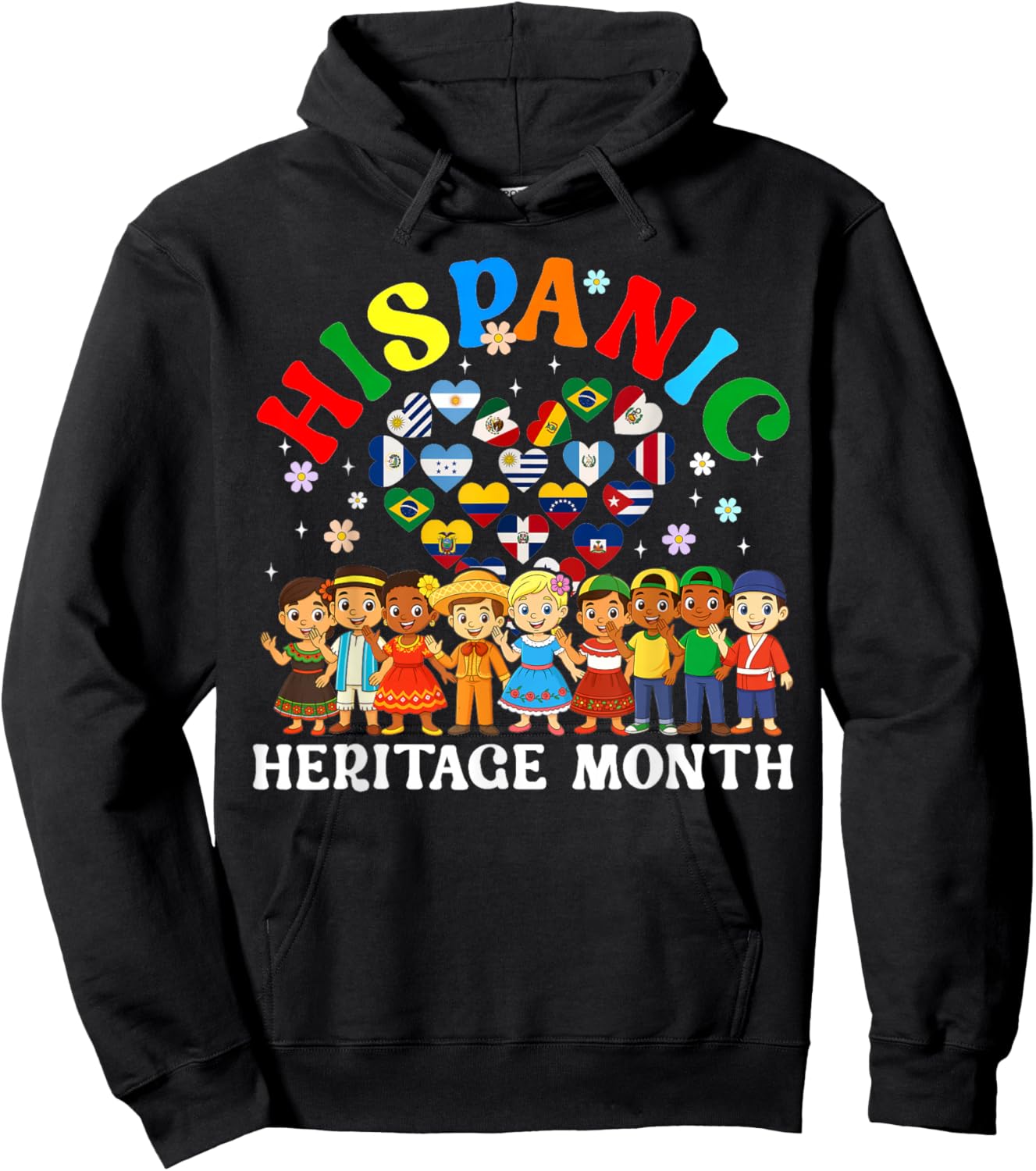 Hispanic Heritage Month All Latin Countries Boys Girls Kids Hoodie - Hoodie | Black