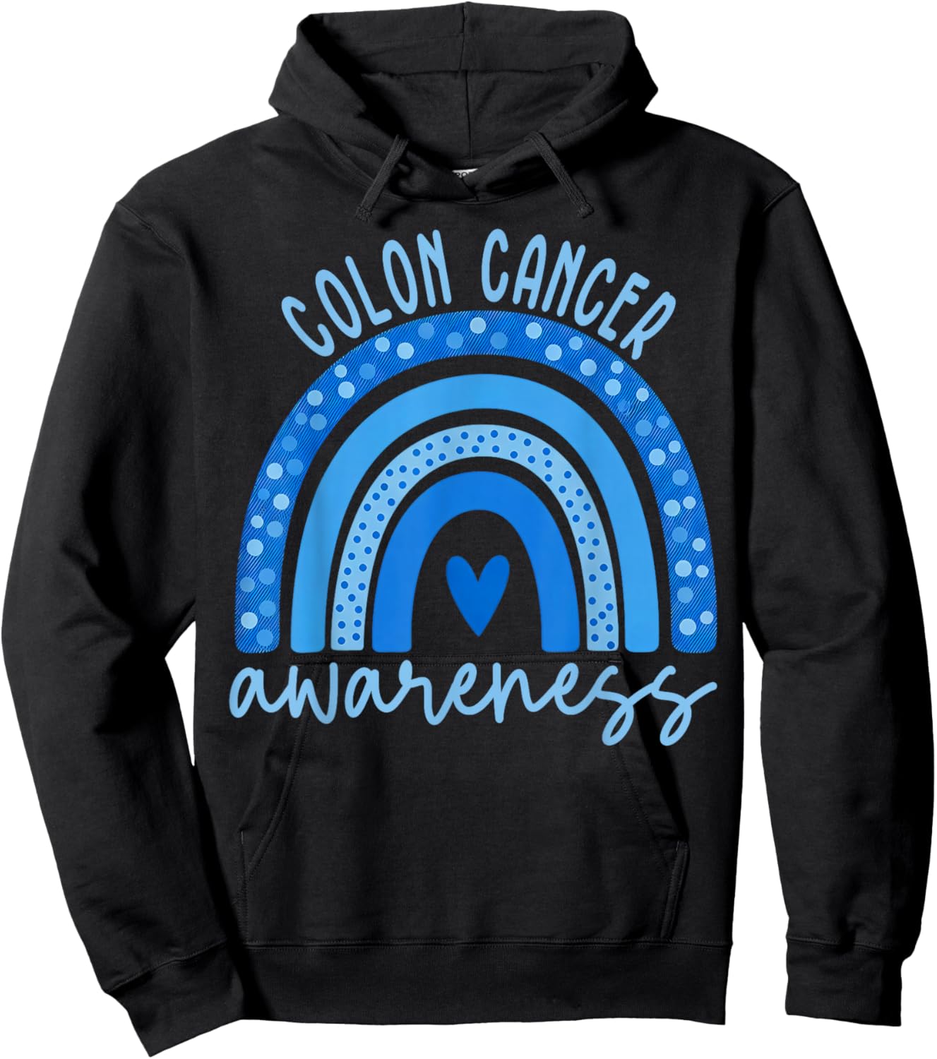 Colorectal Colon Cancer Awareness Blue Rainbow Men Women Kid Hoodie - Hoodie | Black