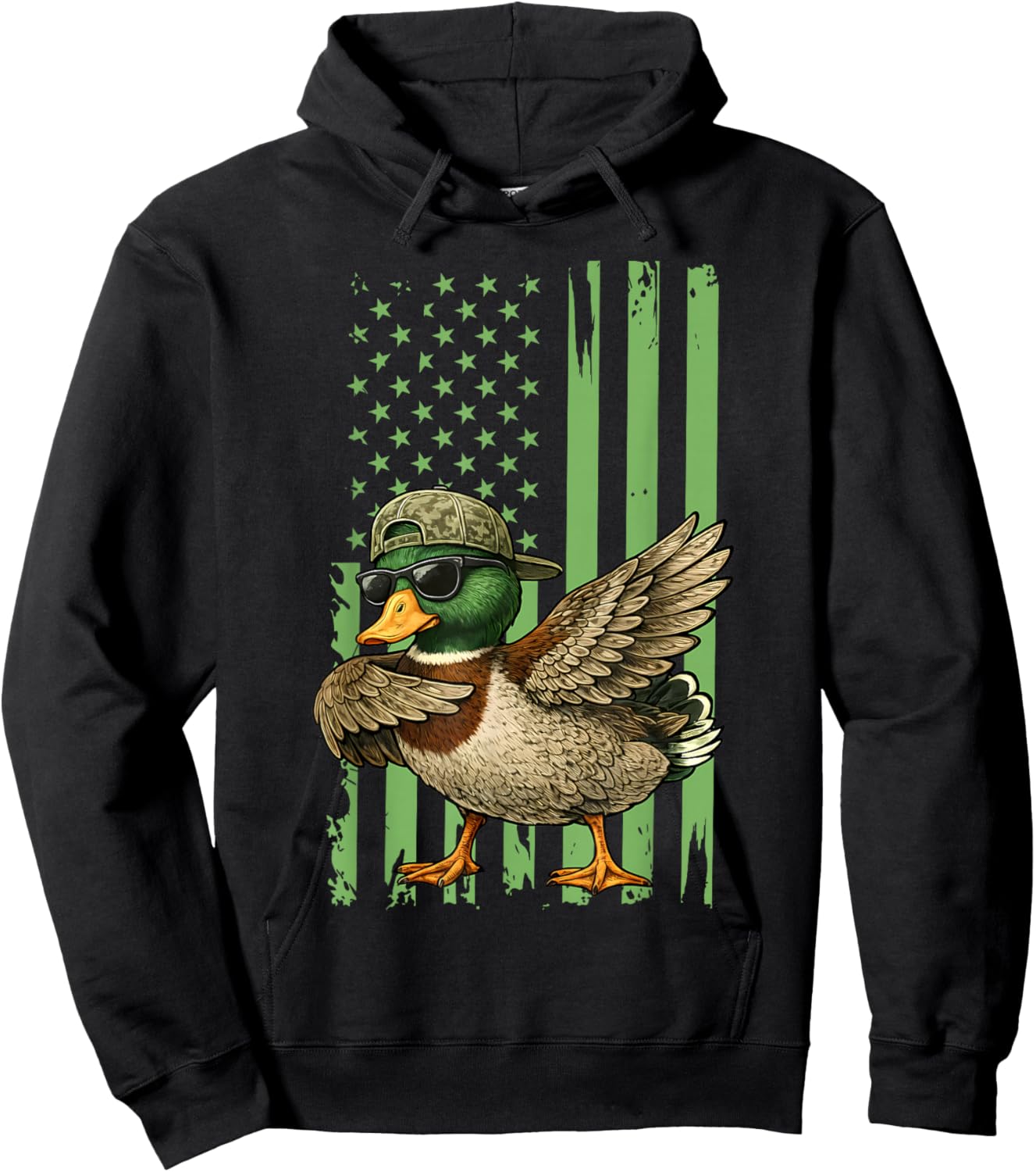 Camo Vintage Dabbing Duck Graphic Women Kids Hoodie - Hoodie | Black