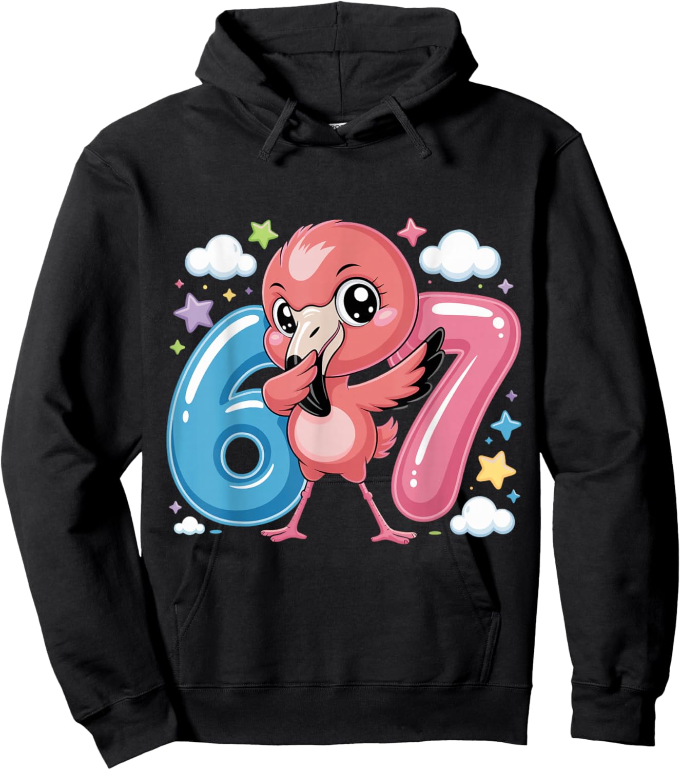 67 Meme Flamingo for Girls Six Seven Brainrot Funny Kids Hoodie - Hoodie | Black