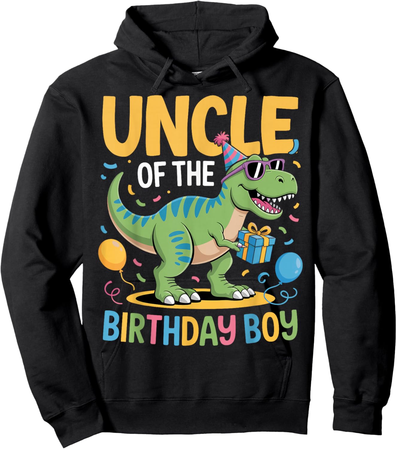 Uncle of The Birthday Party Outfit Dinosaur Squad Uncle Hoodie - Hoodie | Black
