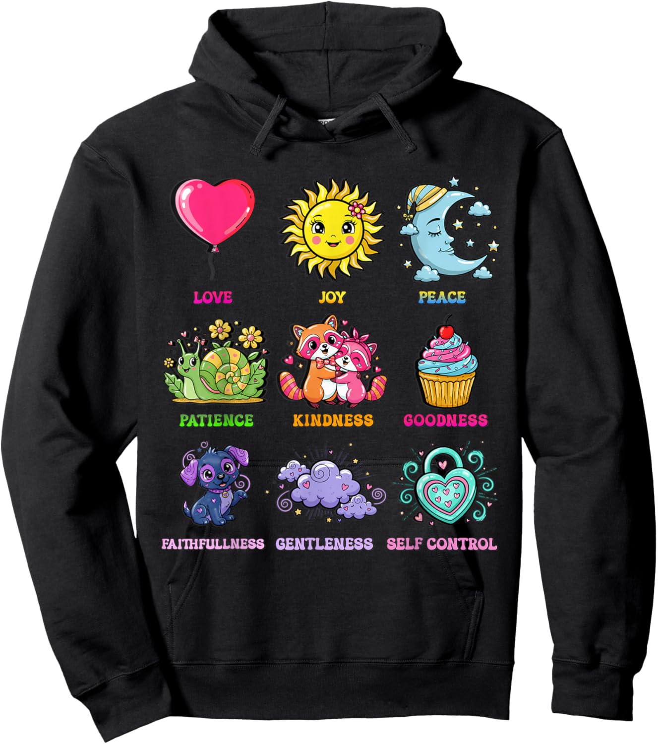 Fruits of The Spirit Love Joy Peace Kindness Faith Hoodie - Hoodie | Black