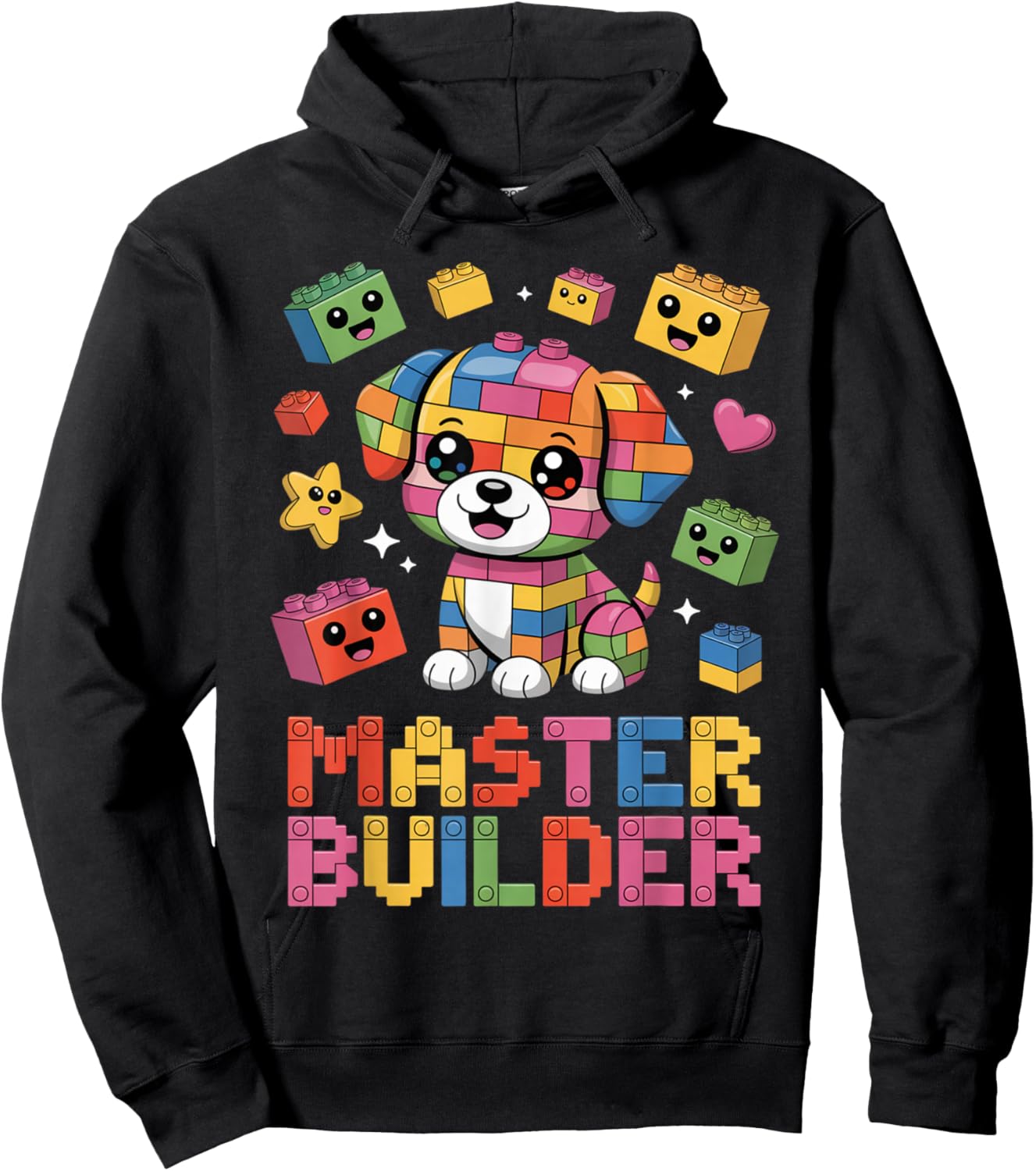 Master Builder Dog Lover Building Bricks Blocks Kids Girls Hoodie - Hoodie | Black