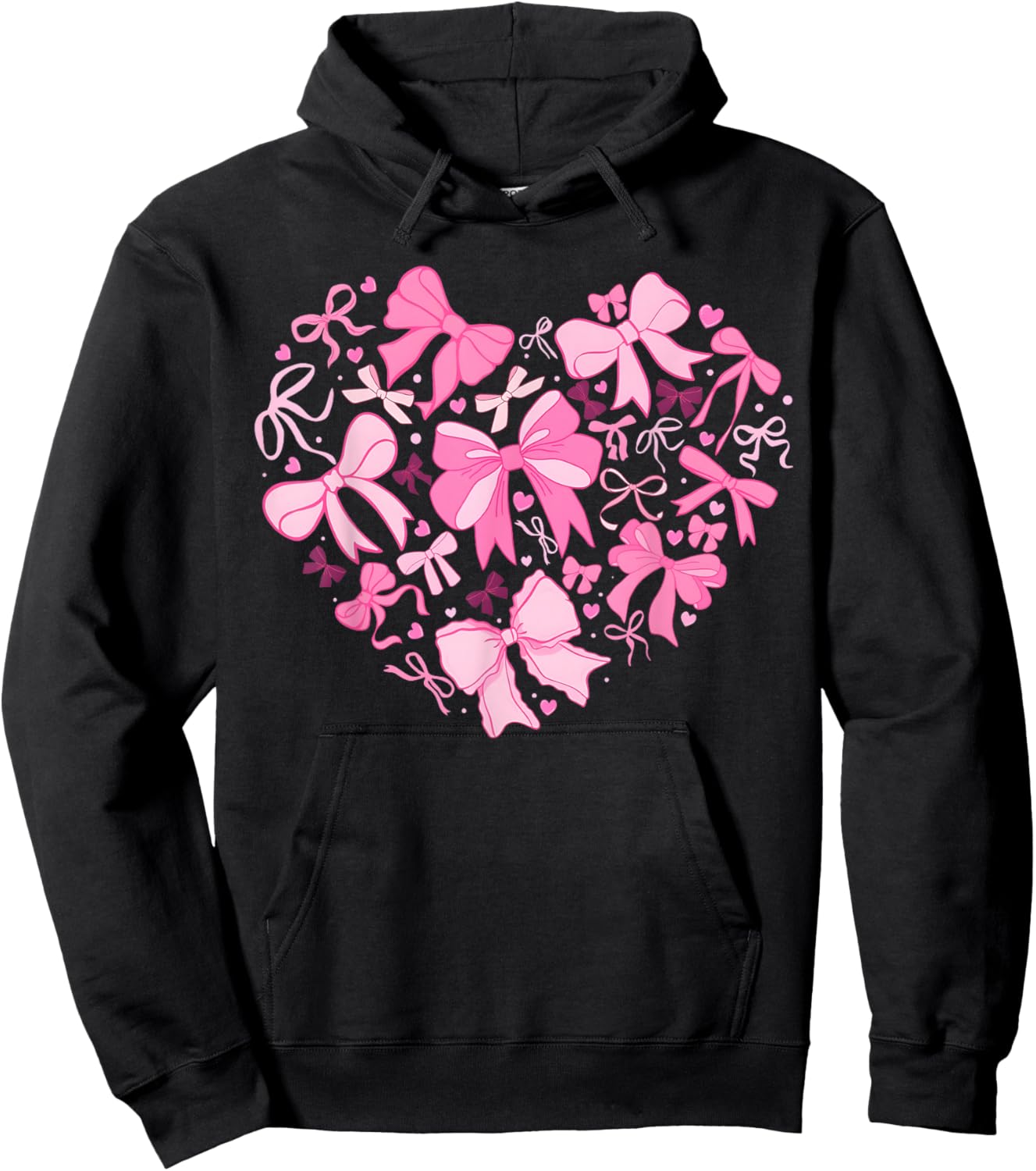Valentine Coquette Pink Bow Heart Women Girls Kids Hoodie - Hoodie | Black