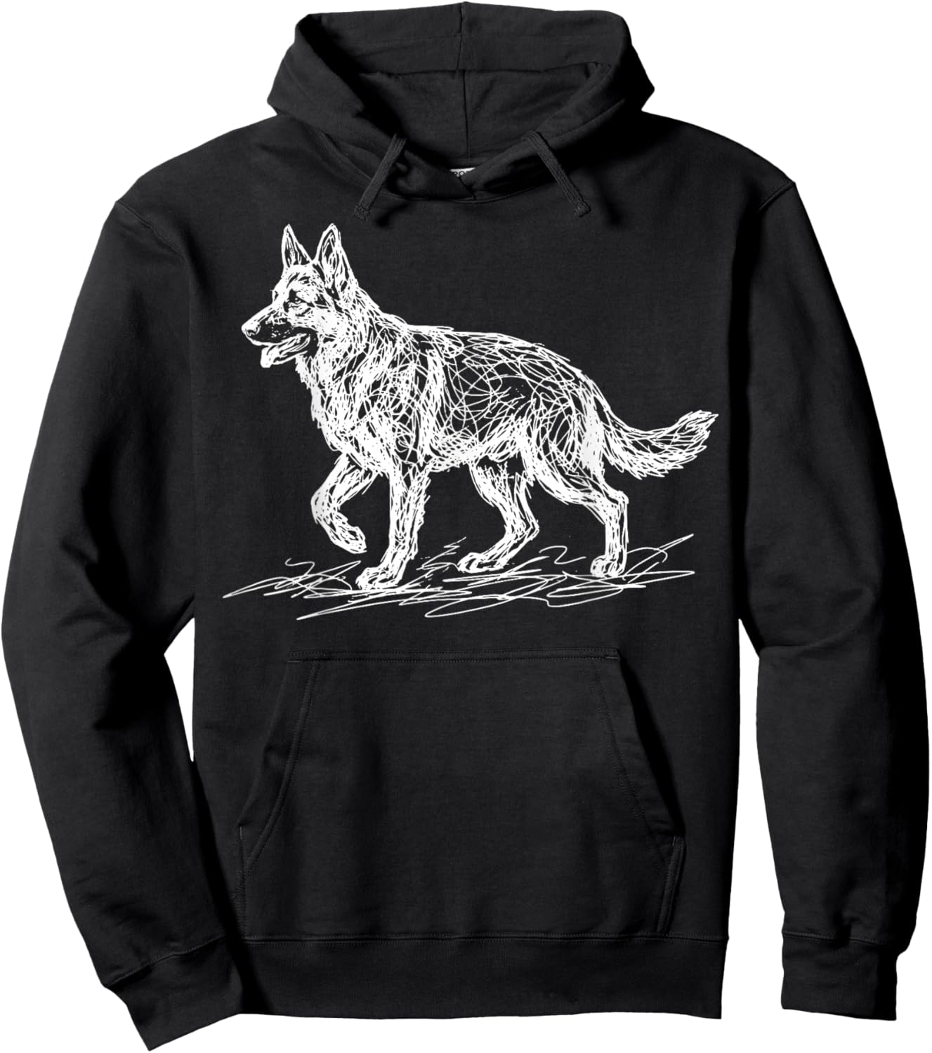German Shepherd Line Art Drawing Hoodie - Hoodie | Black