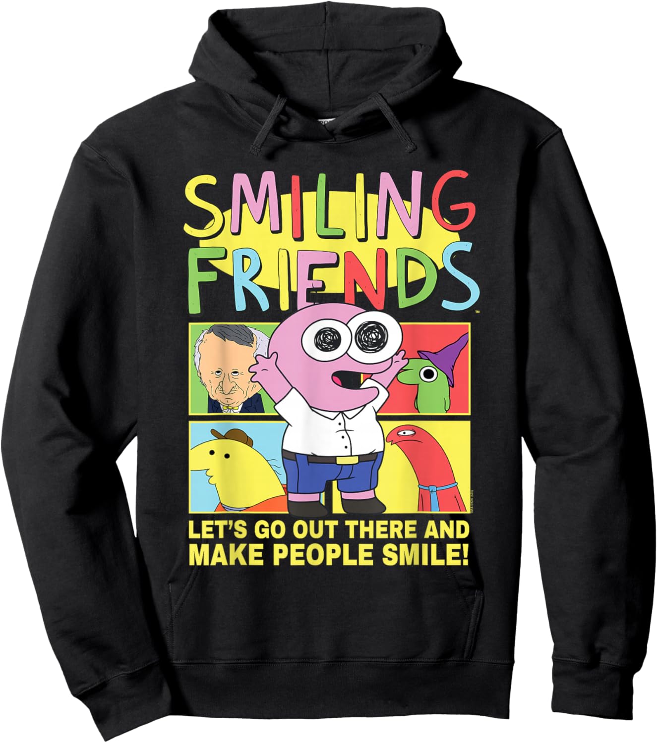 Smiling Friends Make People Smile PIM Funny Cartoon Hoodie - Hoodie | Black
