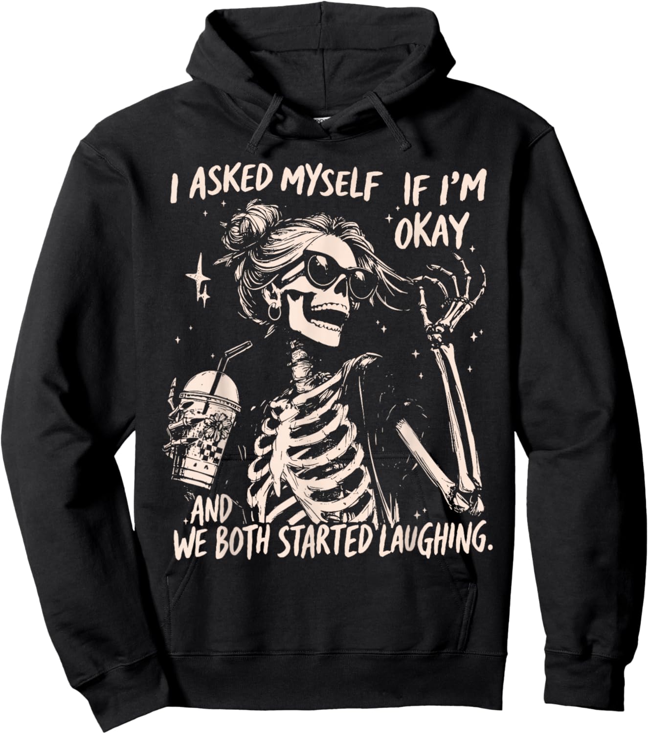 I Asked Myself If I'm Okay Snarky Sarcastic Mental Health Hoodie - Hoodie | Black