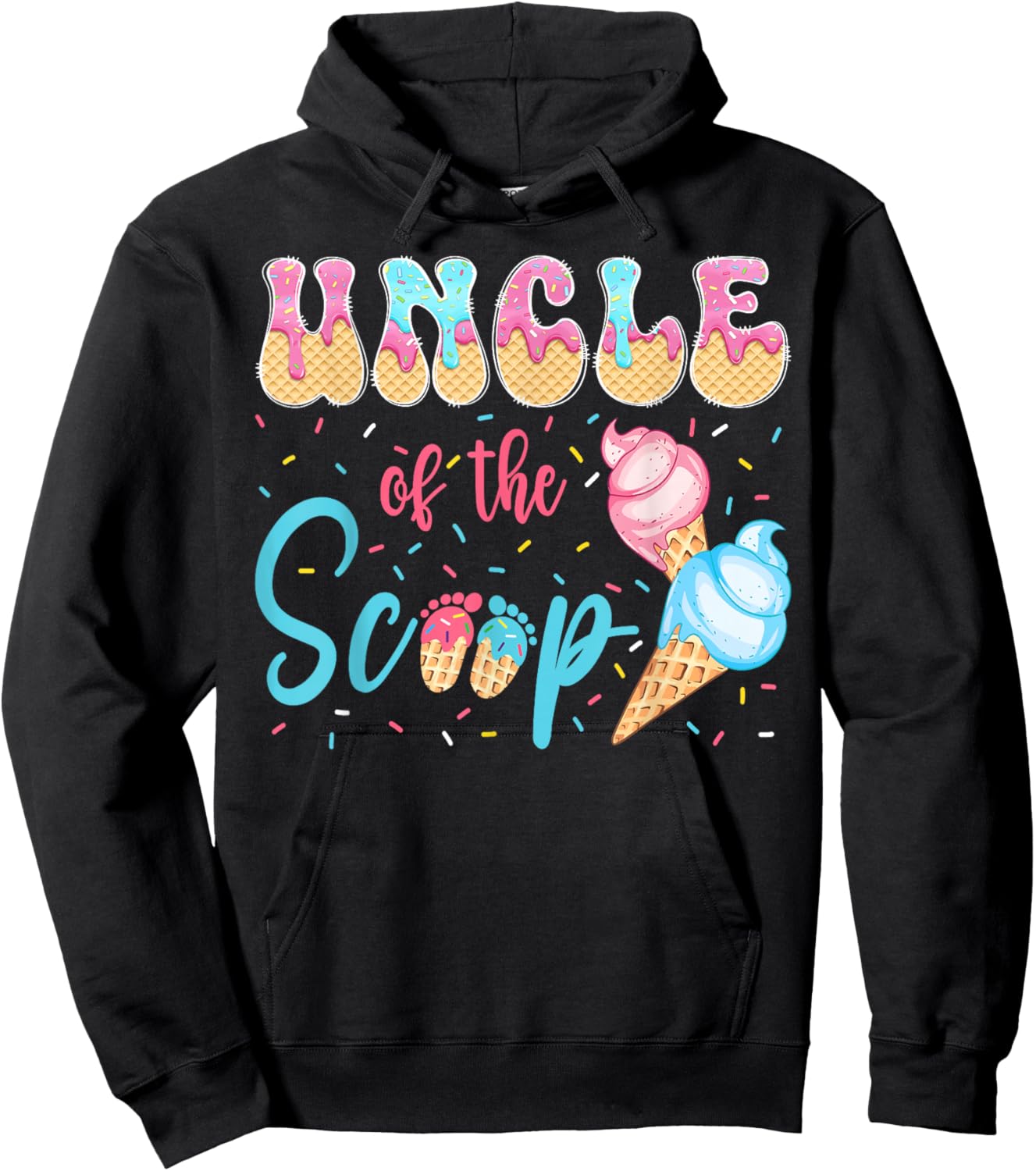 Uncle of The Scoop Ice Cream Gender Reveal Baby Shower Hoodie - Hoodie | Black