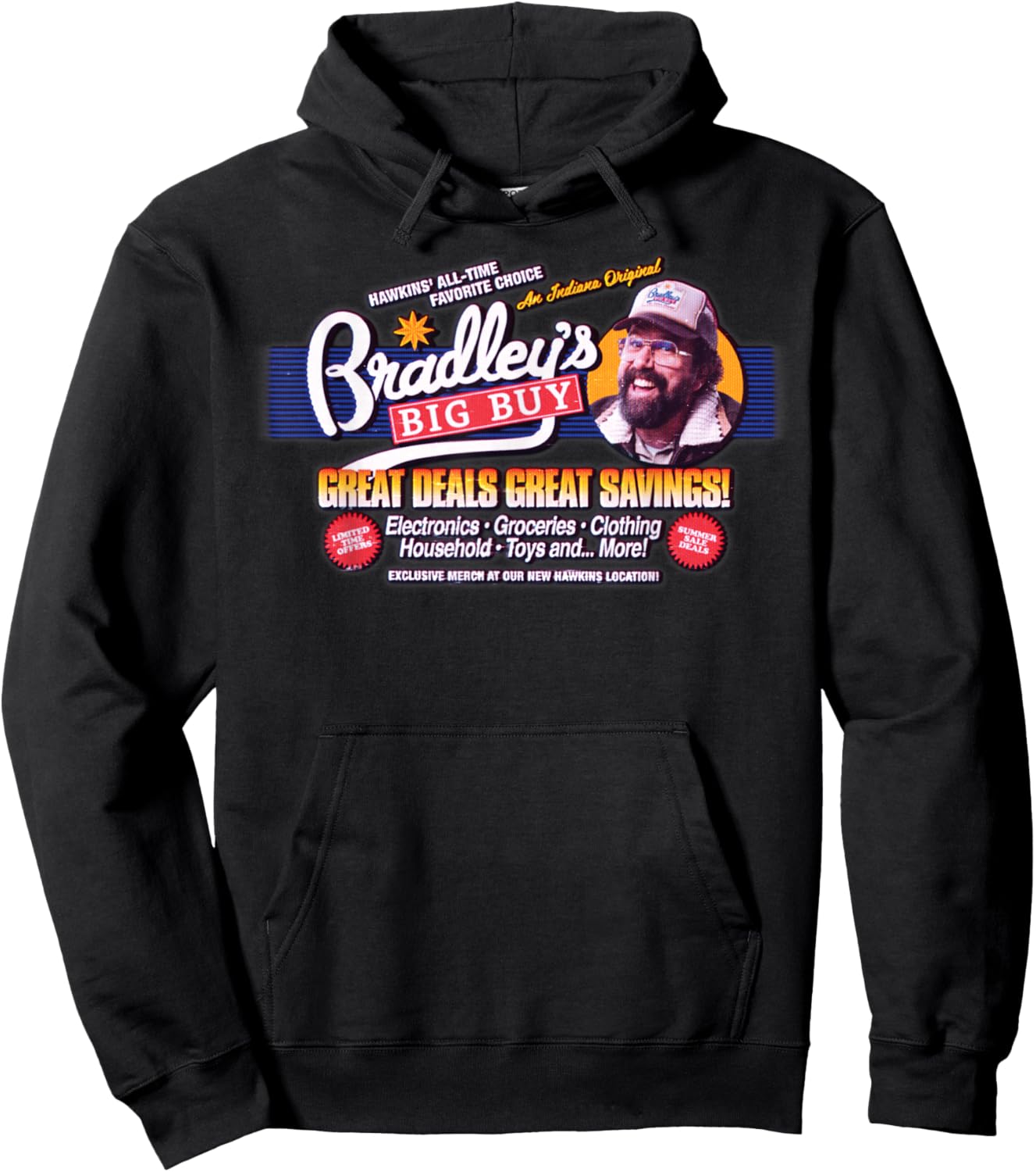 Stranger Things Season 5 Bradley's Big Buy Retro Ad Hoodie - Hoodie | Black