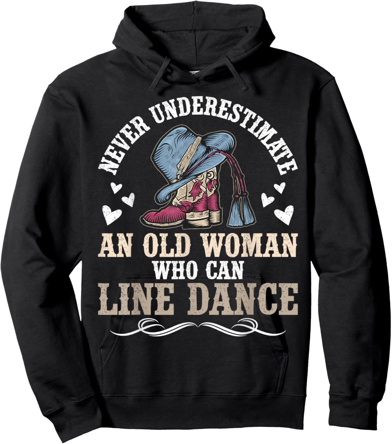 Old Woman Who Can Line Dance Line Dancer Line Dancing Hoodie - Hoodie | Black