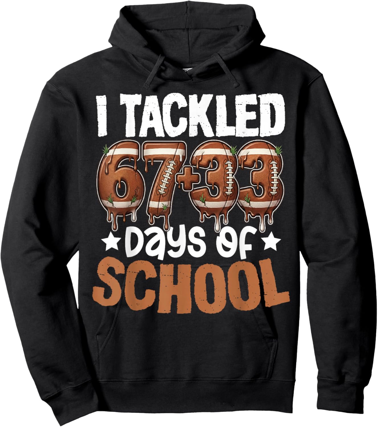 100 Days of School Football Boys 100th Day of School 67+33 Hoodie - Hoodie | Black