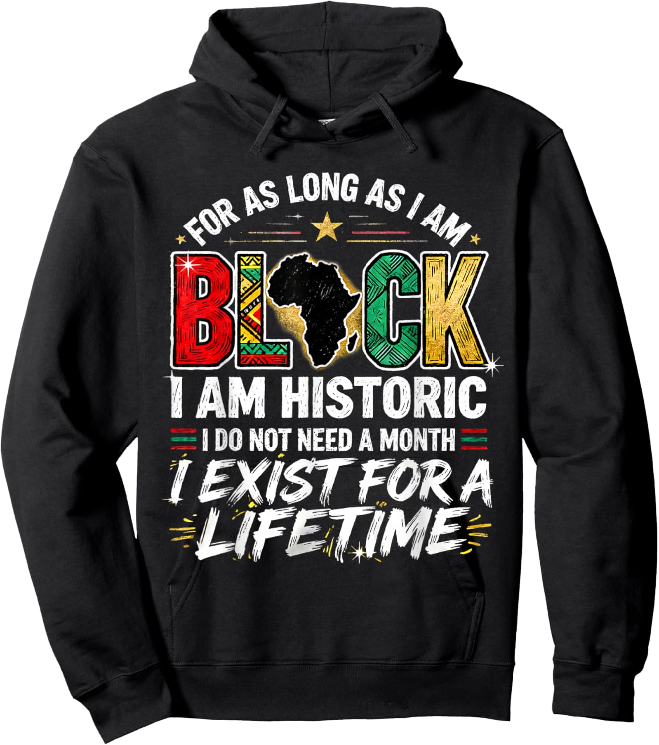 for As LongAs I Am Black Historic Lifetime African Quote Hoodie - Hoodie | Black