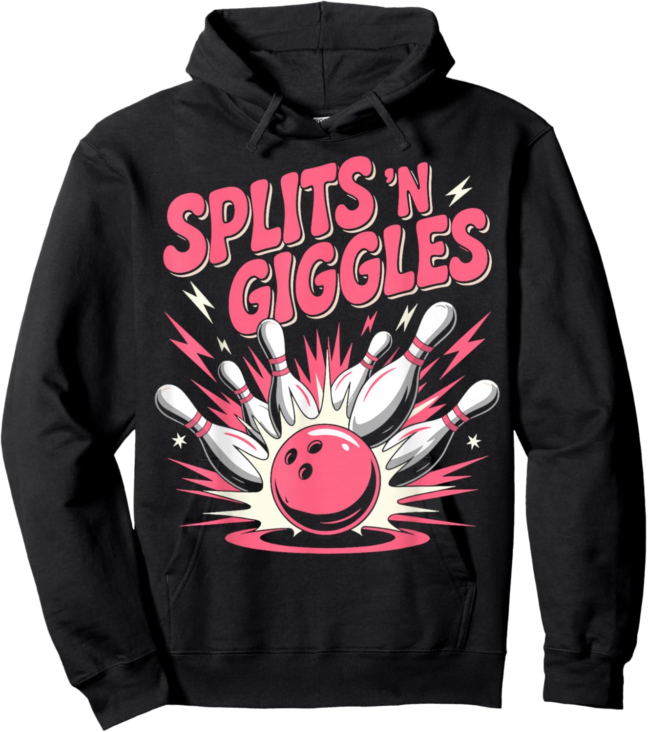 Funny Splits 'n Giggles Bowling Team Bowler Hoodie - Hoodie | Black