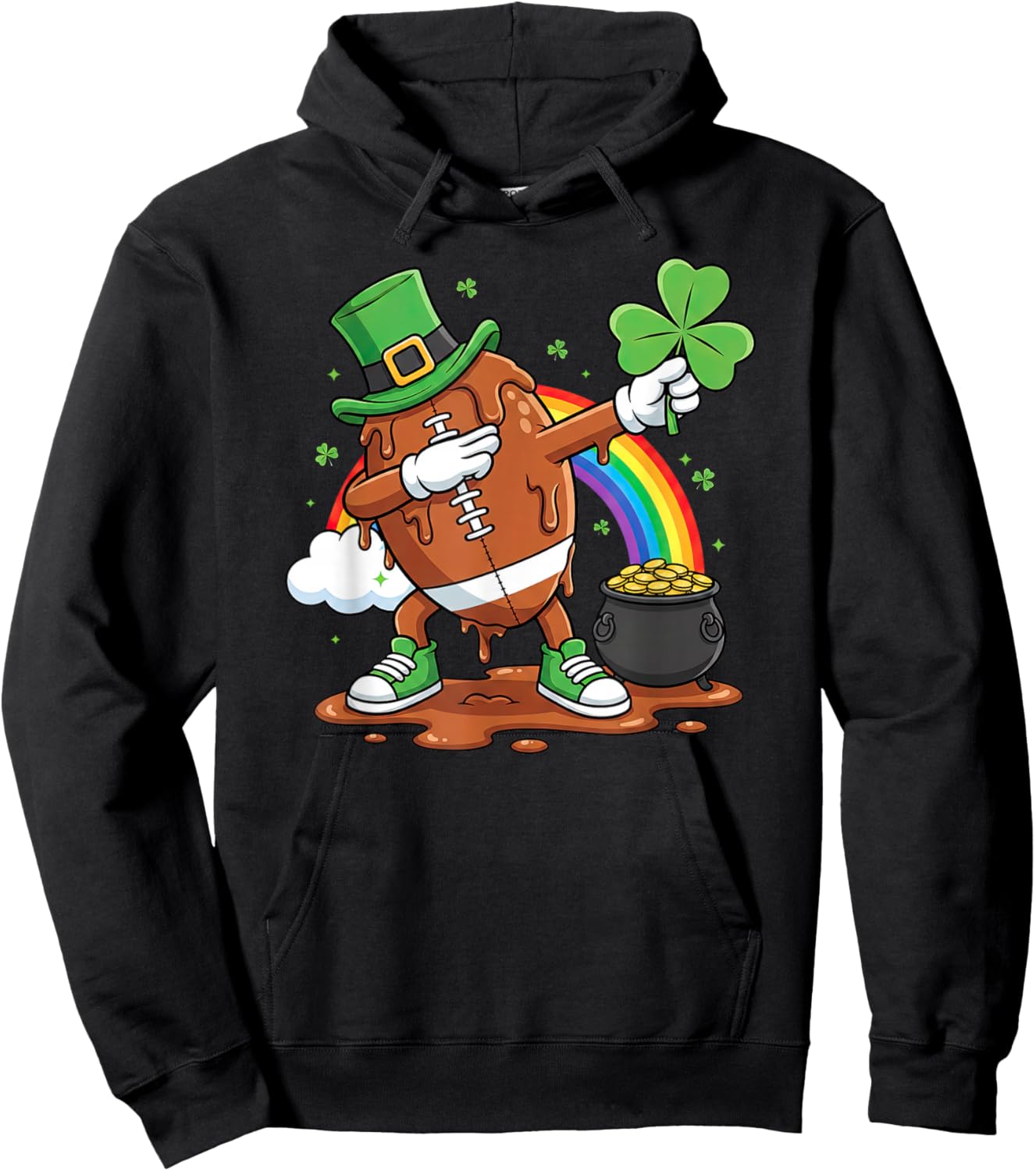 Funny Drip Football Dabbing St Patricks Day Kids Hoodie - Hoodie | Black