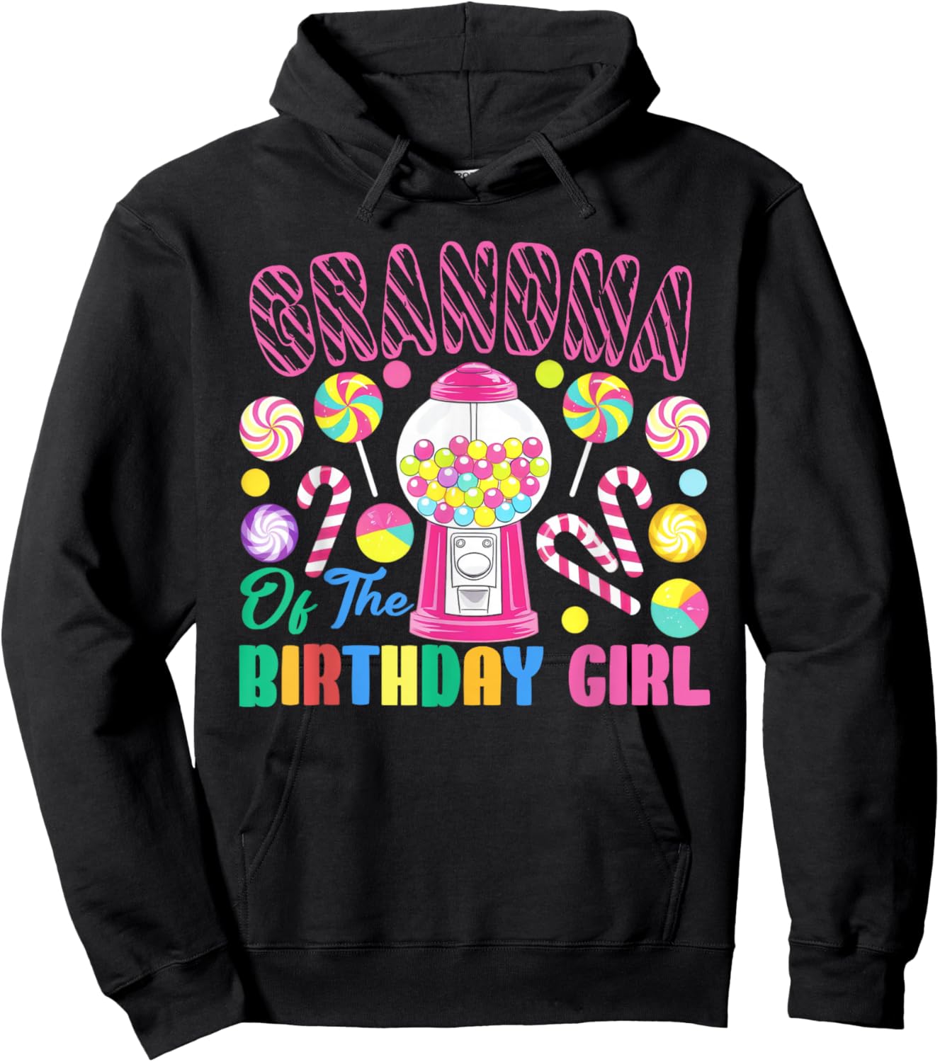Grandma of The Birthday Girl Candyland Matching Family Hoodie - Hoodie | Black