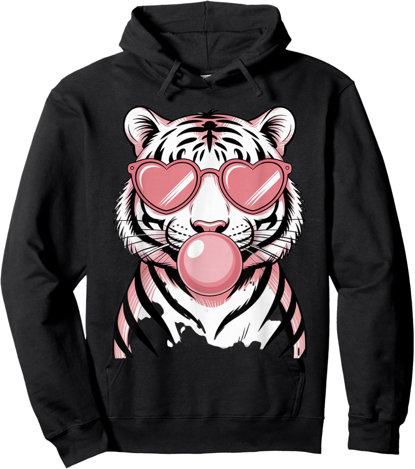 Cool Tiger in Sunglasses with Bubble Hoodie - Hoodie | Black