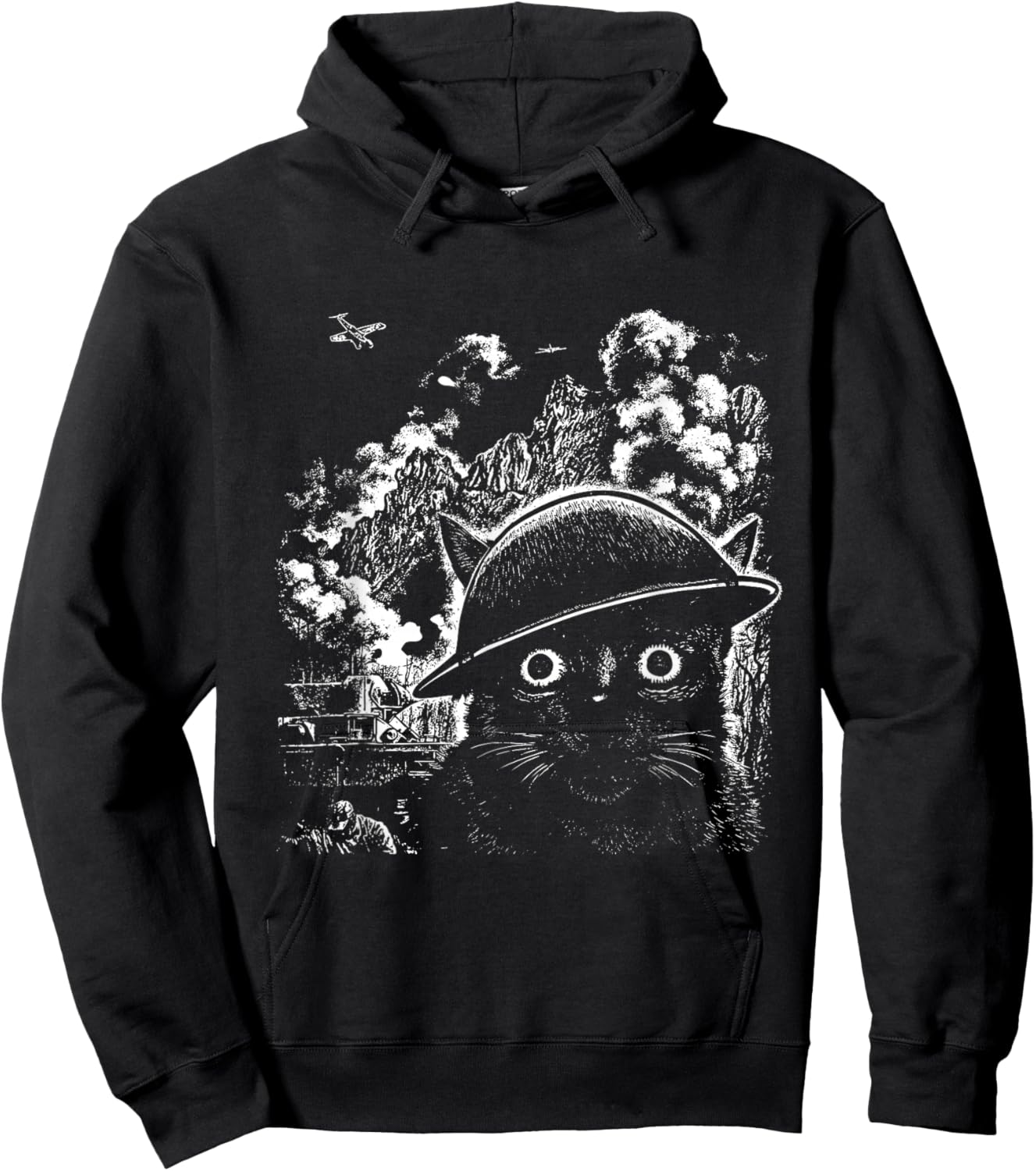 Thousand Yard Stare Cat Hoodie - Hoodie | Black