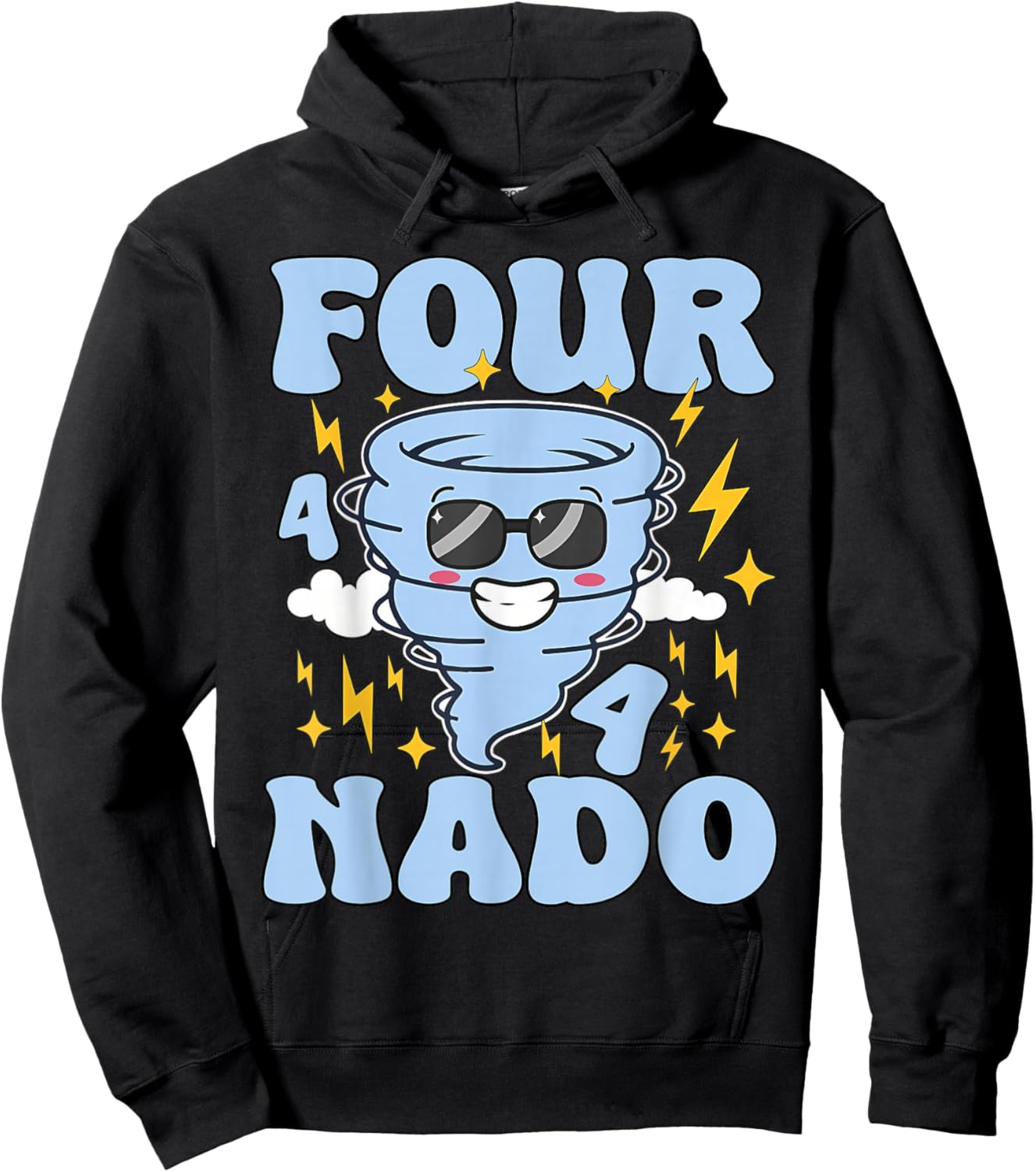Four Nado Fournado 4th Birthday Tornado 4 Year Old Boys Kids Hoodie - Hoodie | Black