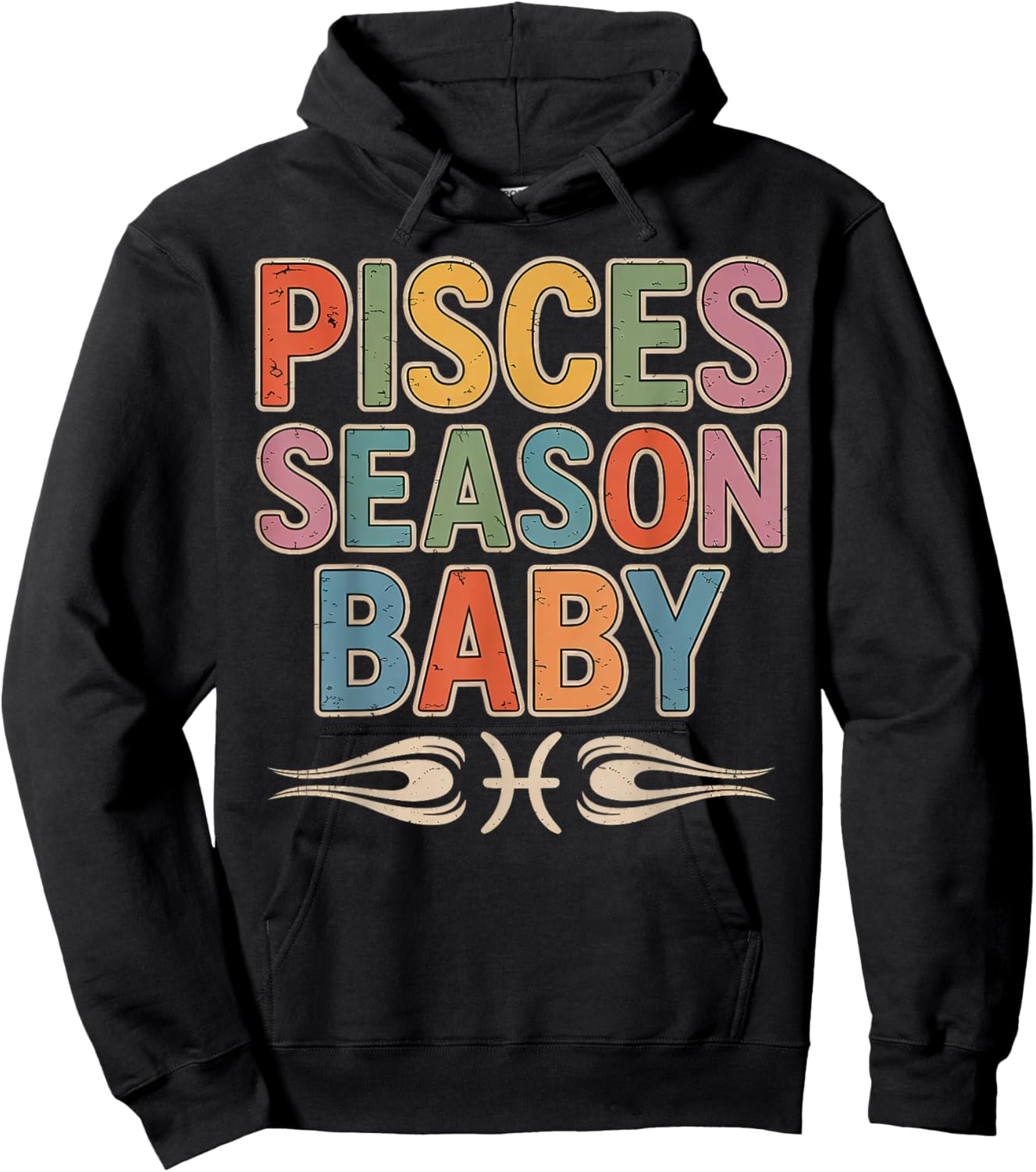 Pisces Season Baby Zodiac Glyph Wave Artwork Hoodie - Hoodie | Black