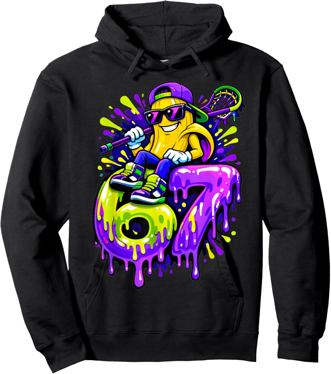 67 Lacrosse Banana Drip Six Seven Kids Boys Girls Men Women Hoodie - Hoodie | Black