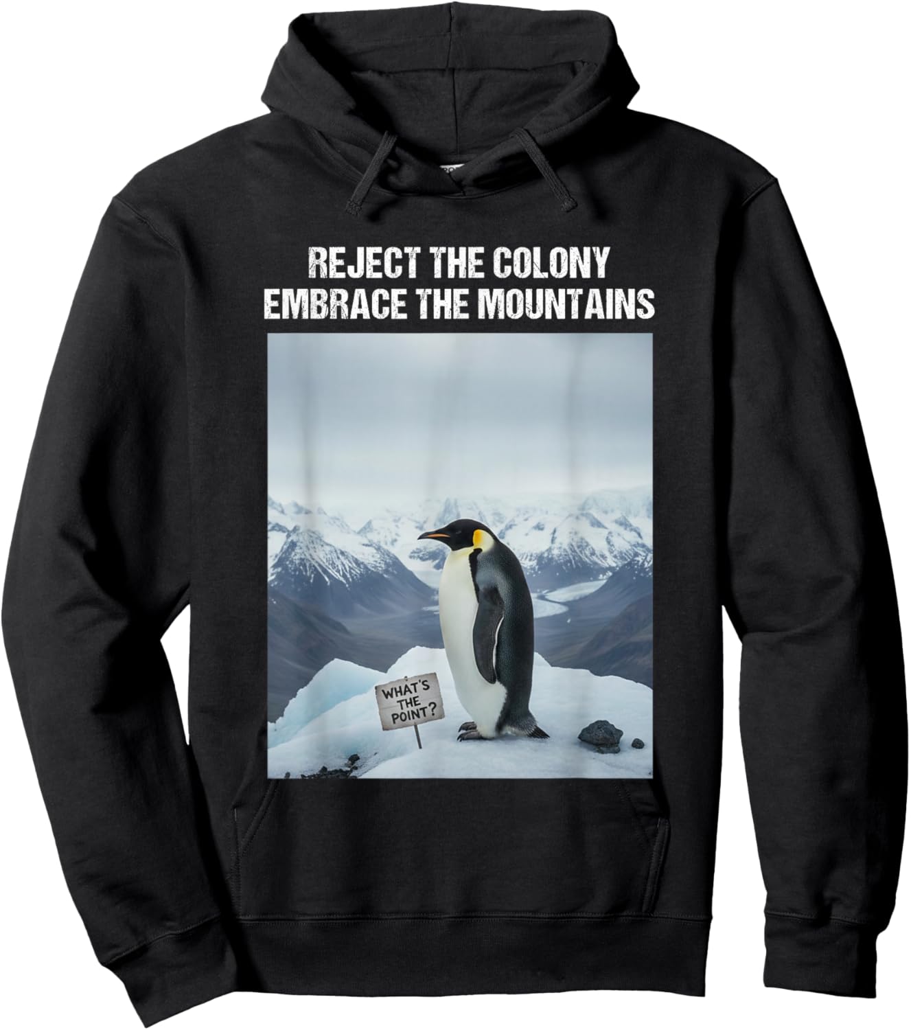 Reject The Colony Embrace The Mountains Nihilist Penguin Hoodie - Hoodie | Black
