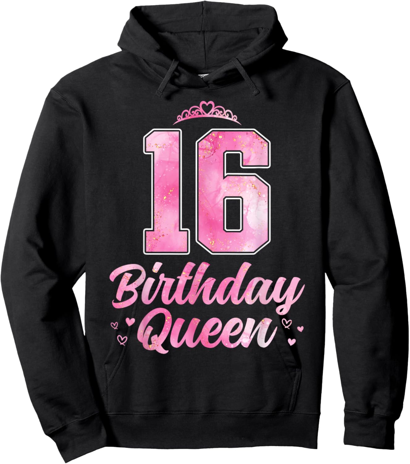 16th Birthday Queen Cute 16 Years Old Girls Hoodie - Hoodie | Black