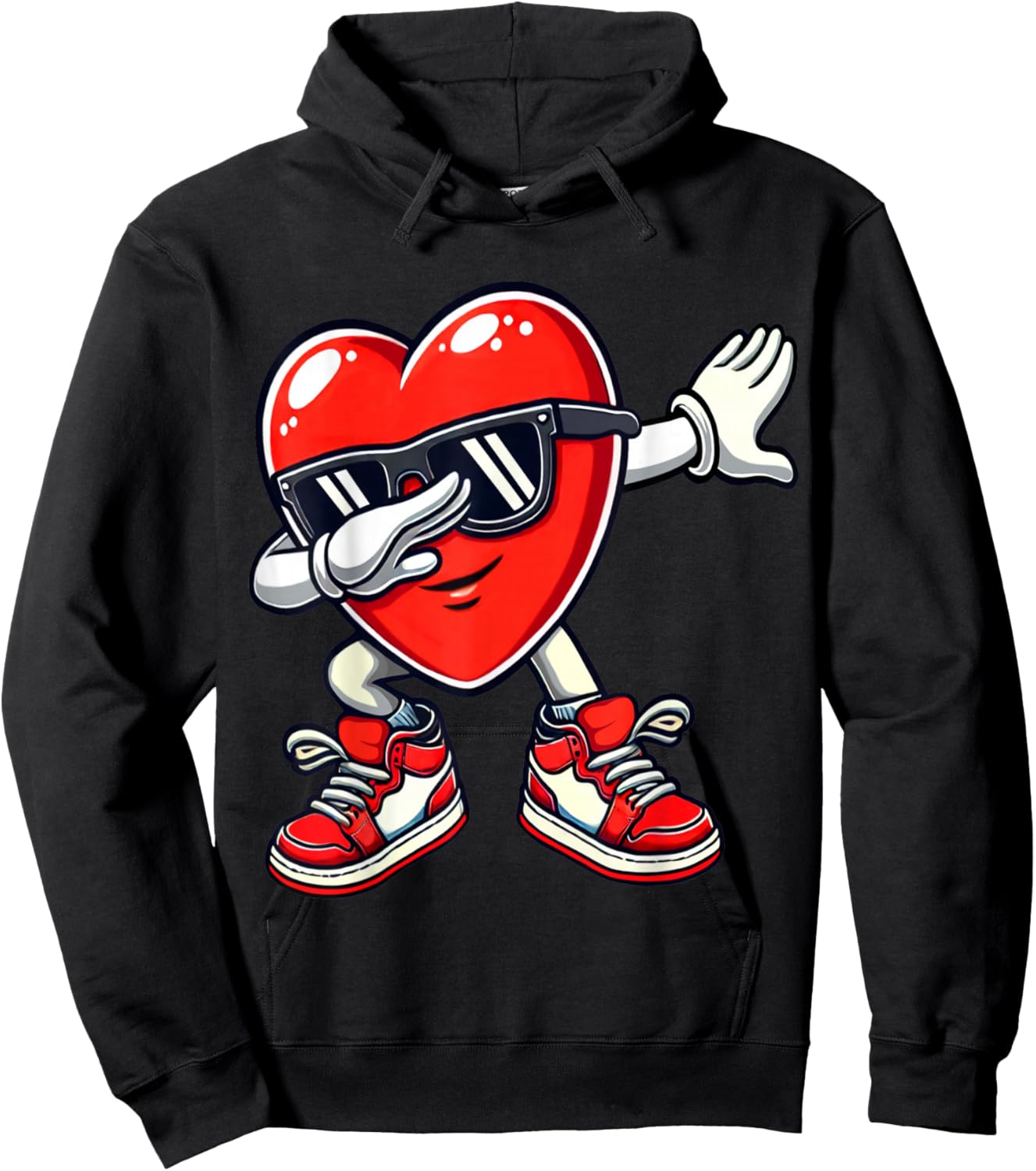 Valentine's Dabbing Heart Funny Gifts Kids Boys Girls Hoodie - Hoodie | Black