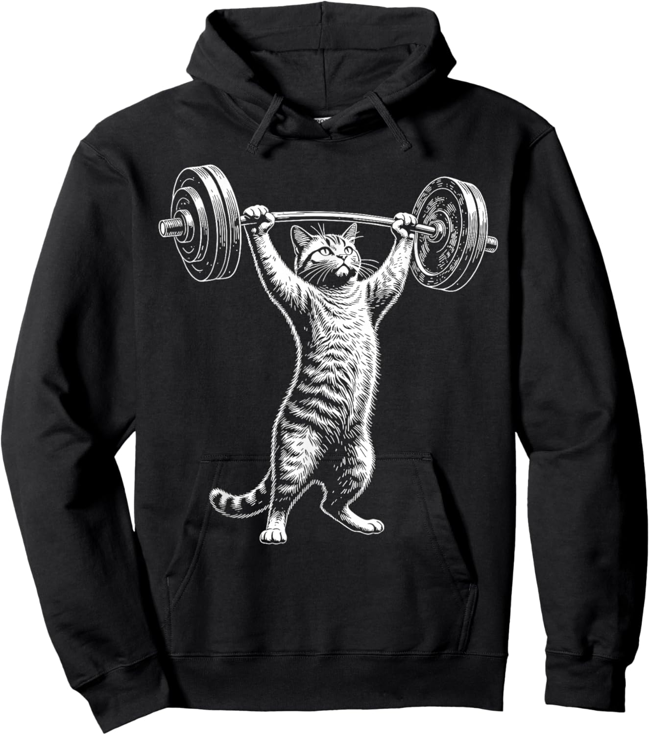 Cat Gym Funny Deadlift Cat Meme Hoodie - Hoodie | Black