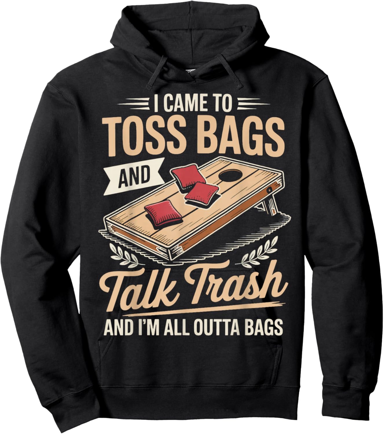 Toss Bags and Talk Cornhole Throwing Games Cornhole Player Hoodie - Hoodie | Black