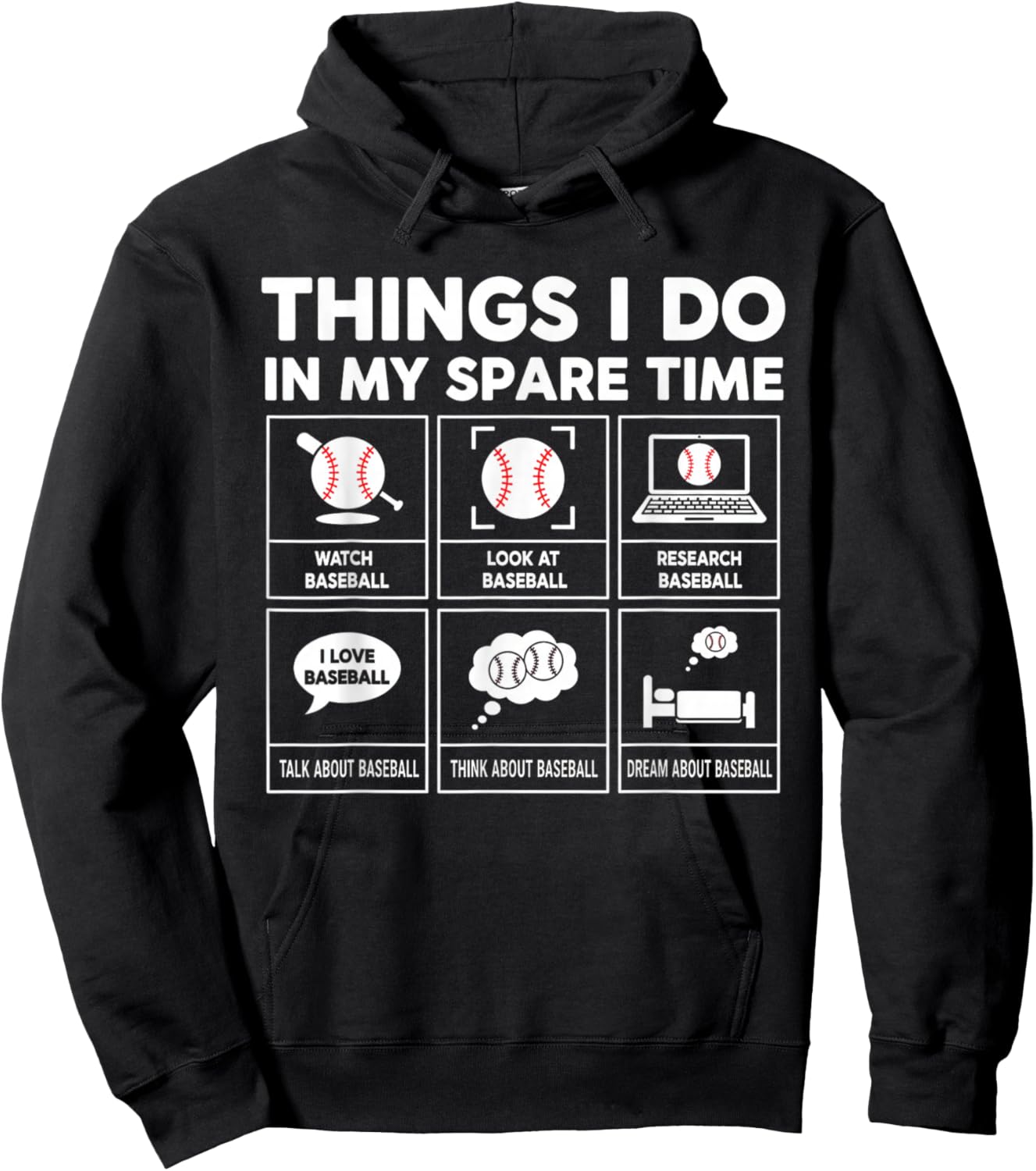 Things I Do Spare Time Baseball Player Men Women Kids Hoodie - Hoodie | Black