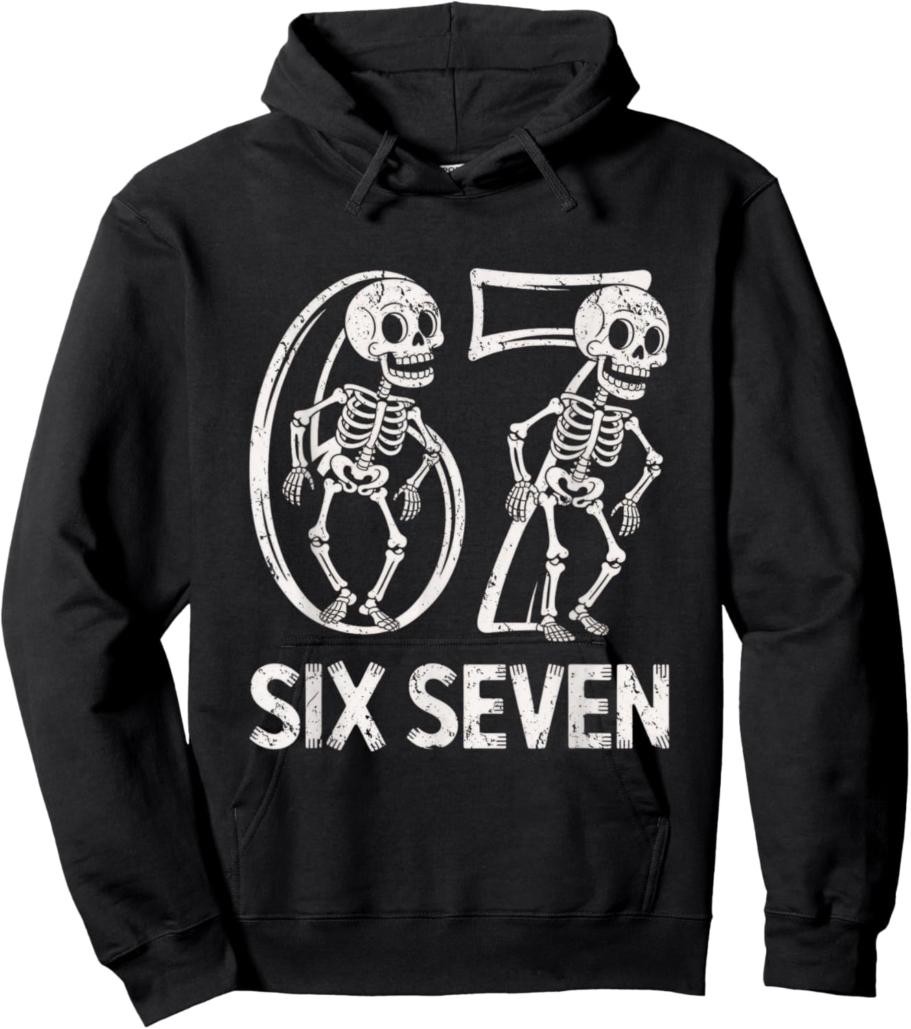 67 Skeleton Funny Six Seven Gen Alpha Halloween 6-7 Meme Hoodie - Hoodie | Black