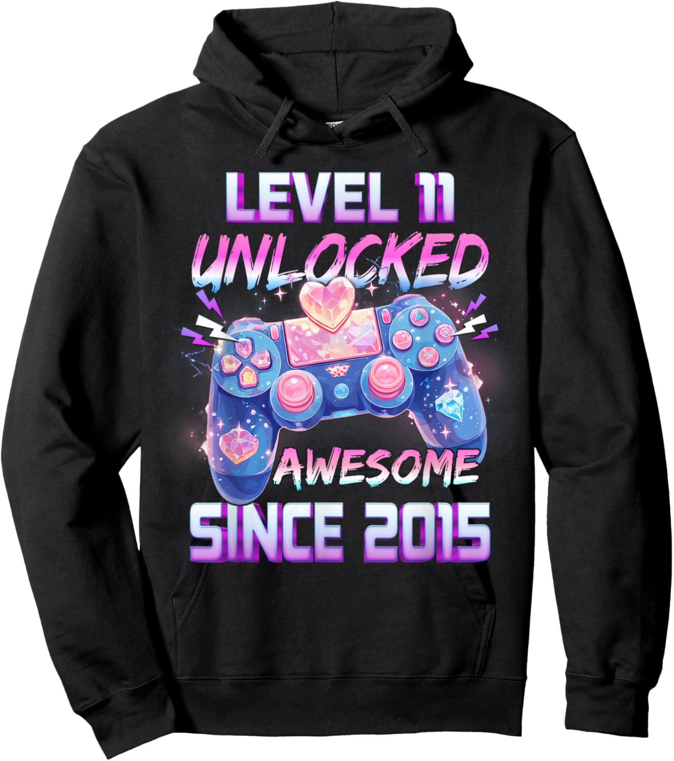Girl Level 11 Unlocked Video Game 11th Birthday Hoodie - Hoodie | Black